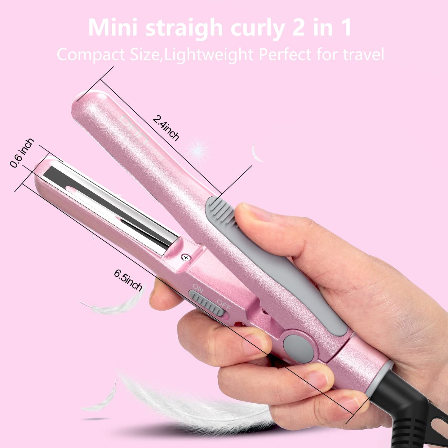 DAN Technology,Small Hair Straightener for Short Hair,1/2" Mini Hair Straightener, Dual Voltage Travel Flat Iron,U-Shaped Plates & 30s Fast Heating Beauty & Personal Care DAN Technology