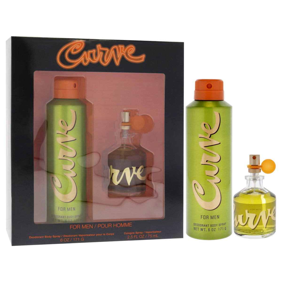 Curve Men's Cologne Fragrance Set, Deodorant Body Spray & Cologne Spray, Casual Day or Night Scent, Spicy Wood Magnetic Scent, 2 Piece Set Beauty & Personal Care Curve