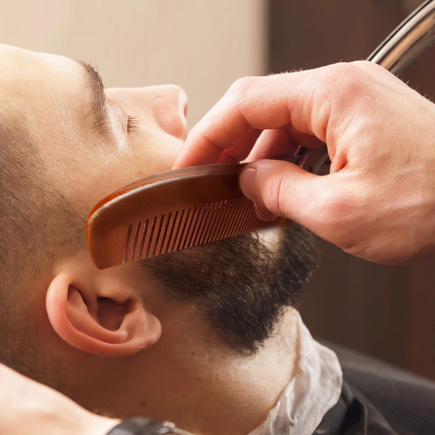RED by Kiss Premium Wood Men Long Beard Comb, Easy Detangling and Styling, Durable Design for Gentle Beard Hair & Mustache Grooming Essential, No Beauty and Personal Care Red by Kiss