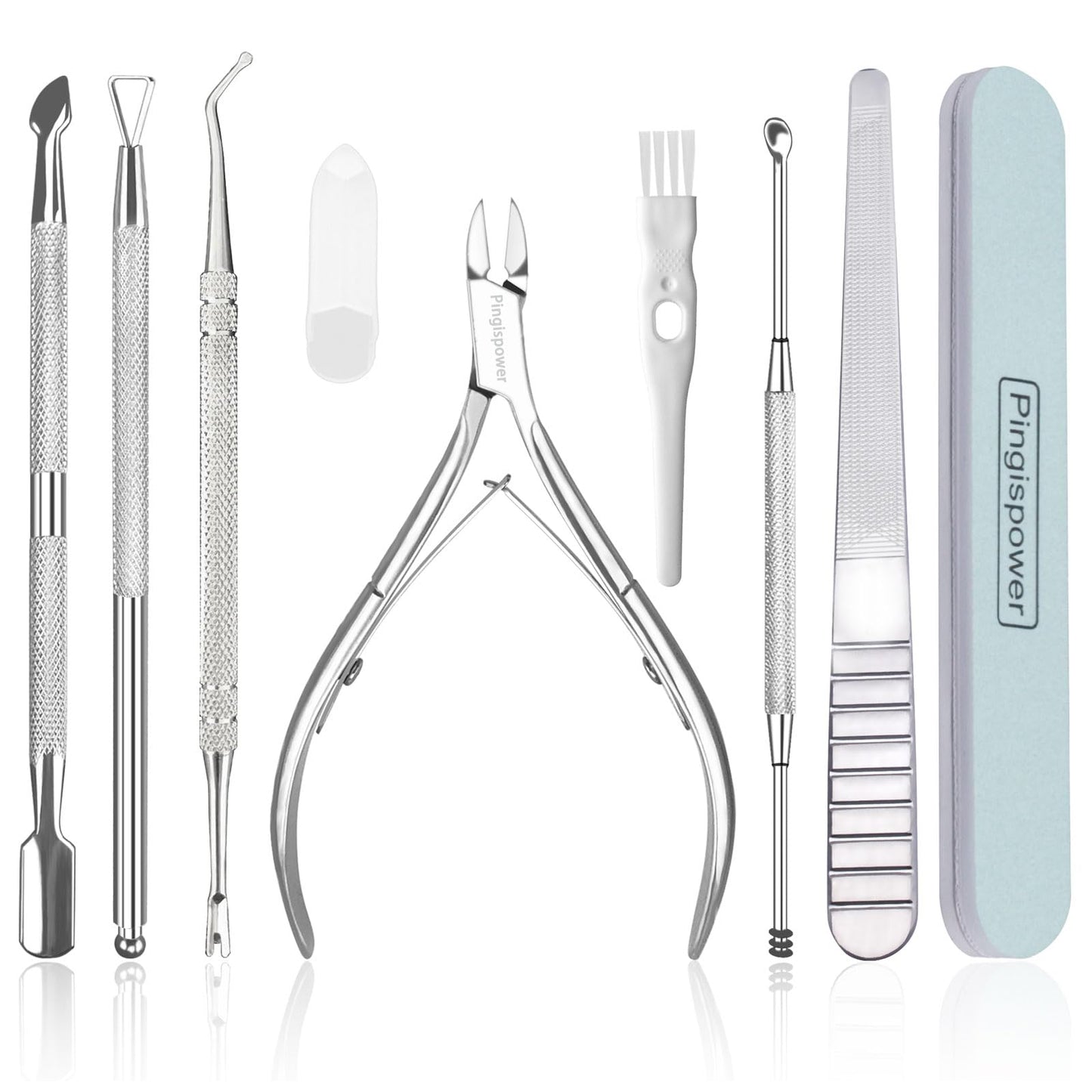 Pingispower Cuticle Trimmer with Cuticle Pusher Set, 9PCS Professional Cuticle Nippers & Premium Stainless Steel Durable Cuticle Remover Tool Manicure Beauty & Personal Care Pingispower