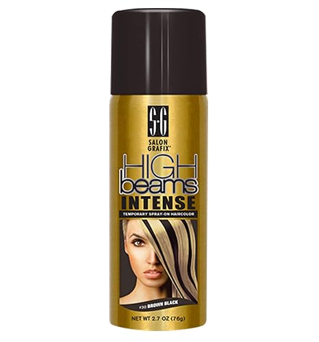 High Beams Intense Temporary Spray-On Hair Color - Brown Black 2.7 oz (3 pack) by High Beams Beauty & Personal Care High Beams