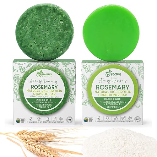 Solid Rice Protein Water Shampoo & Conditioner Hair Soap - Shampoo and Conditioner Bars For Hair With All Natural Plant Based Essential Oils And Zero Beauty & Personal Care BAMBOEARTH