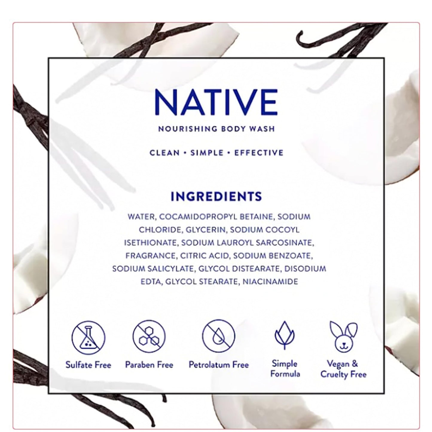 Native Body Wash - Coconut & Vanilla - Sulfate Free - 36 Fl Oz Beauty & Personal Care Native
