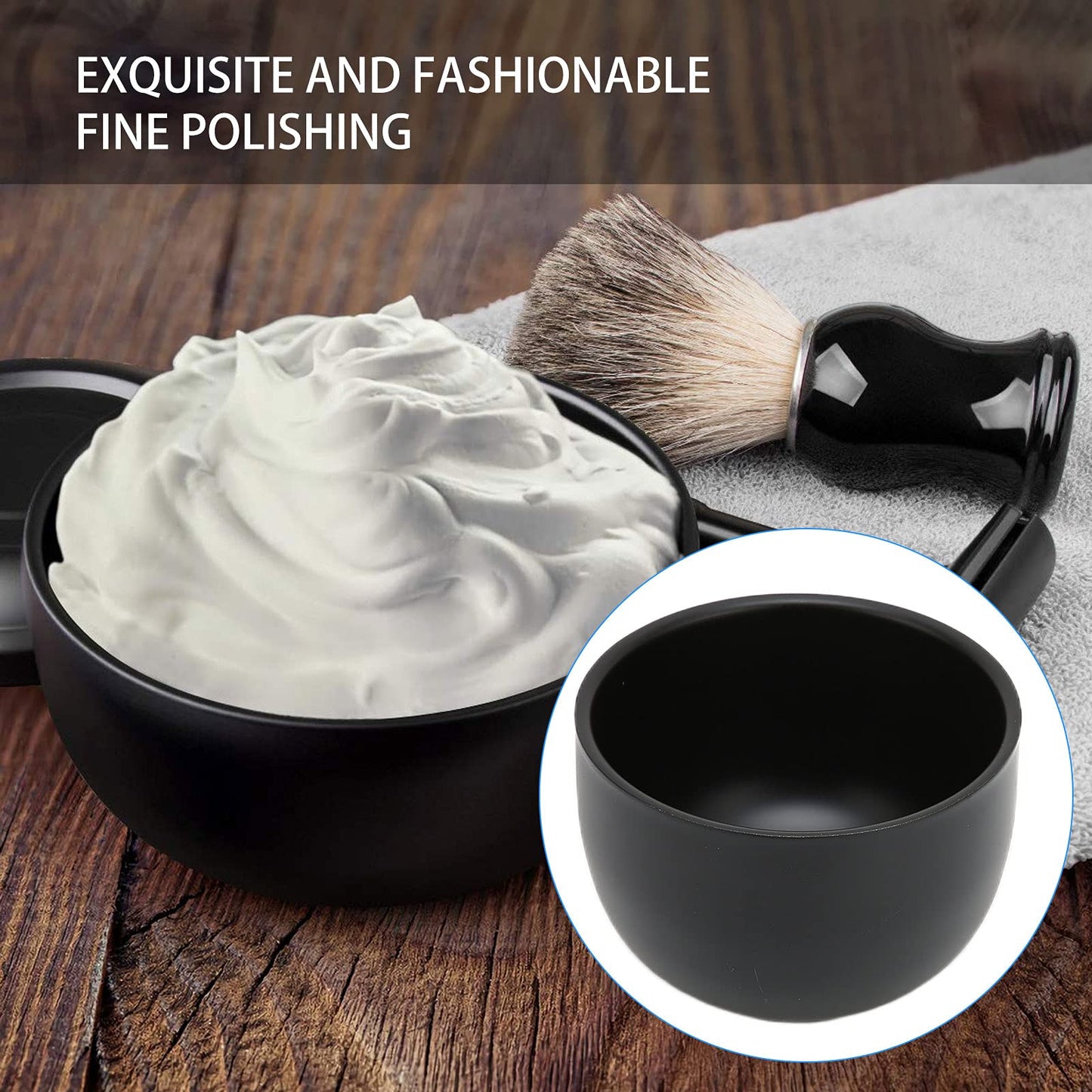 Shaving Soap Bowl With Lid, Shaving Bowl,Black Stainless Steel Shaving Bowl Men's Foam Cup,Slick Shaving Lather Bowl for Men Father's Day Gifts Beauty and Personal Care Yinhing