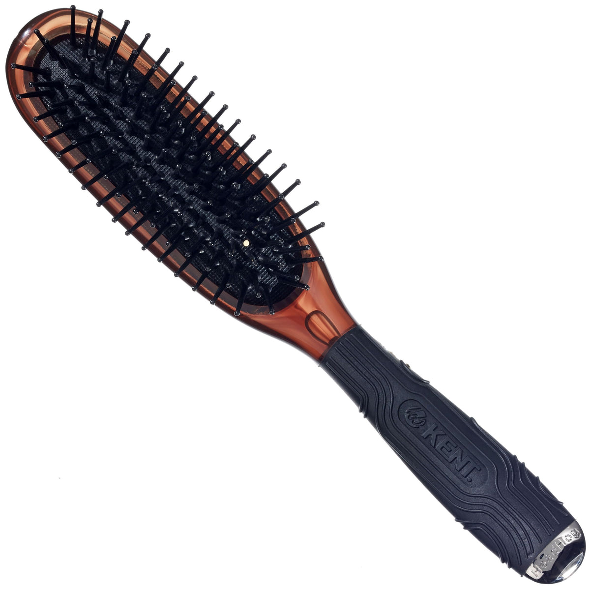 Kent Headhog Detangler Brush, Anti Static HairBrush with Rounded Nylon Bristles for All Hair Types, Travel Brush with Ergonomic Rubber Grip for Easy