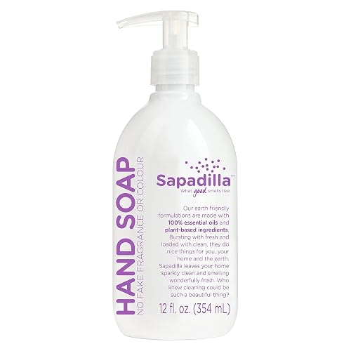 Sapadilla Liquid Hand Soap - Sweet Lavender + Lime - Made with 100% Pure Essential Oil Blends, Cleansing & Moisturizing, Aromatic & Fragrant Hand Beauty & Personal Care Sapadilla