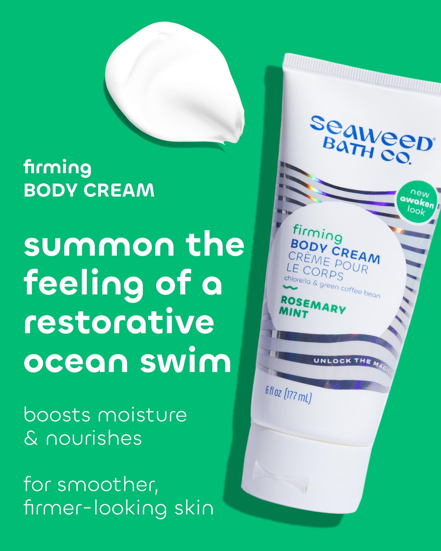 Seaweed Bath Co. Firming Body Cream - Rosemary Mint | Hydrating Hand & Body Lotion with Hyaluronic Acid | Toning Skin Moisturizer For Dry Skin | 6 oz Beauty & Personal Care The Seaweed Bath Co.