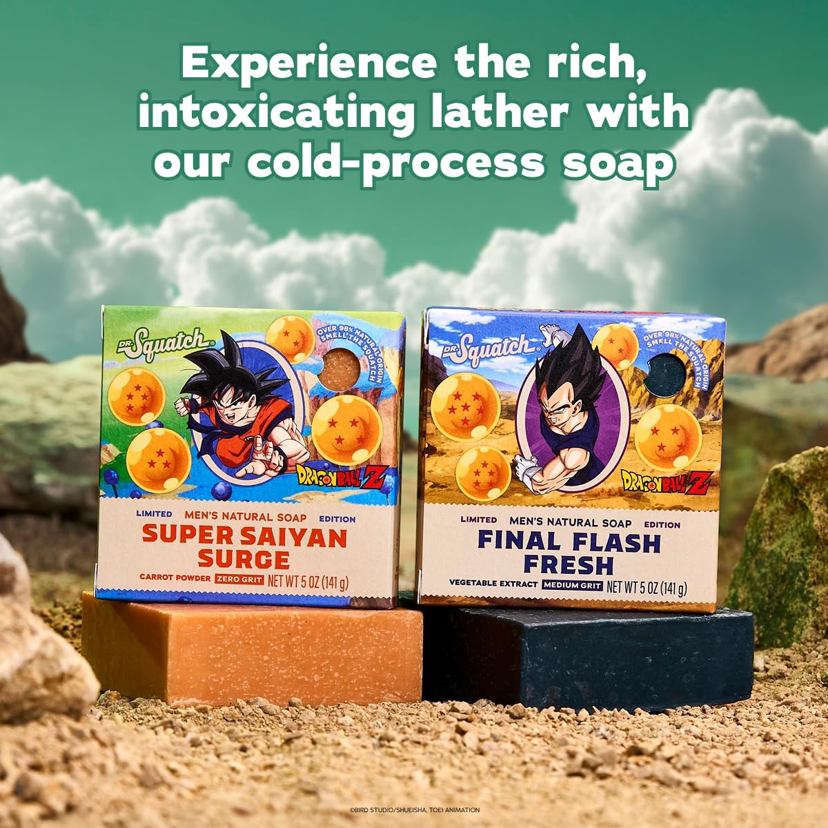 Dr. Squatch Natural Men's Bar Soap - Limited Edition Dragon Ball Z Gifts for Men - Natural Cold Process Soap Bar - Super Saiyan Surge + Final Flash Beauty & Personal Care Dr. Squatch