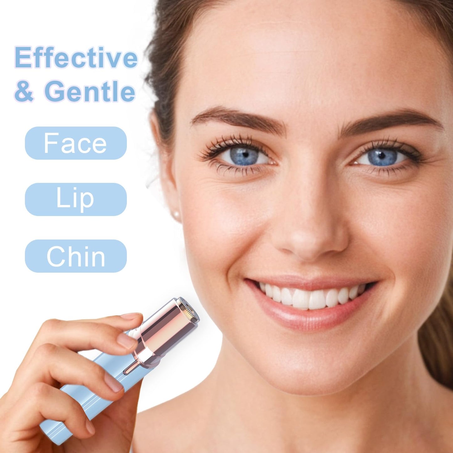 tuokiy Facial Hair Removal for Women, Painless Face Shaver for Womens, Face Razors for Lip, Chin with USB Rechargeable, Blue 3 PCS Heads Beauty and Personal Care tuokiy