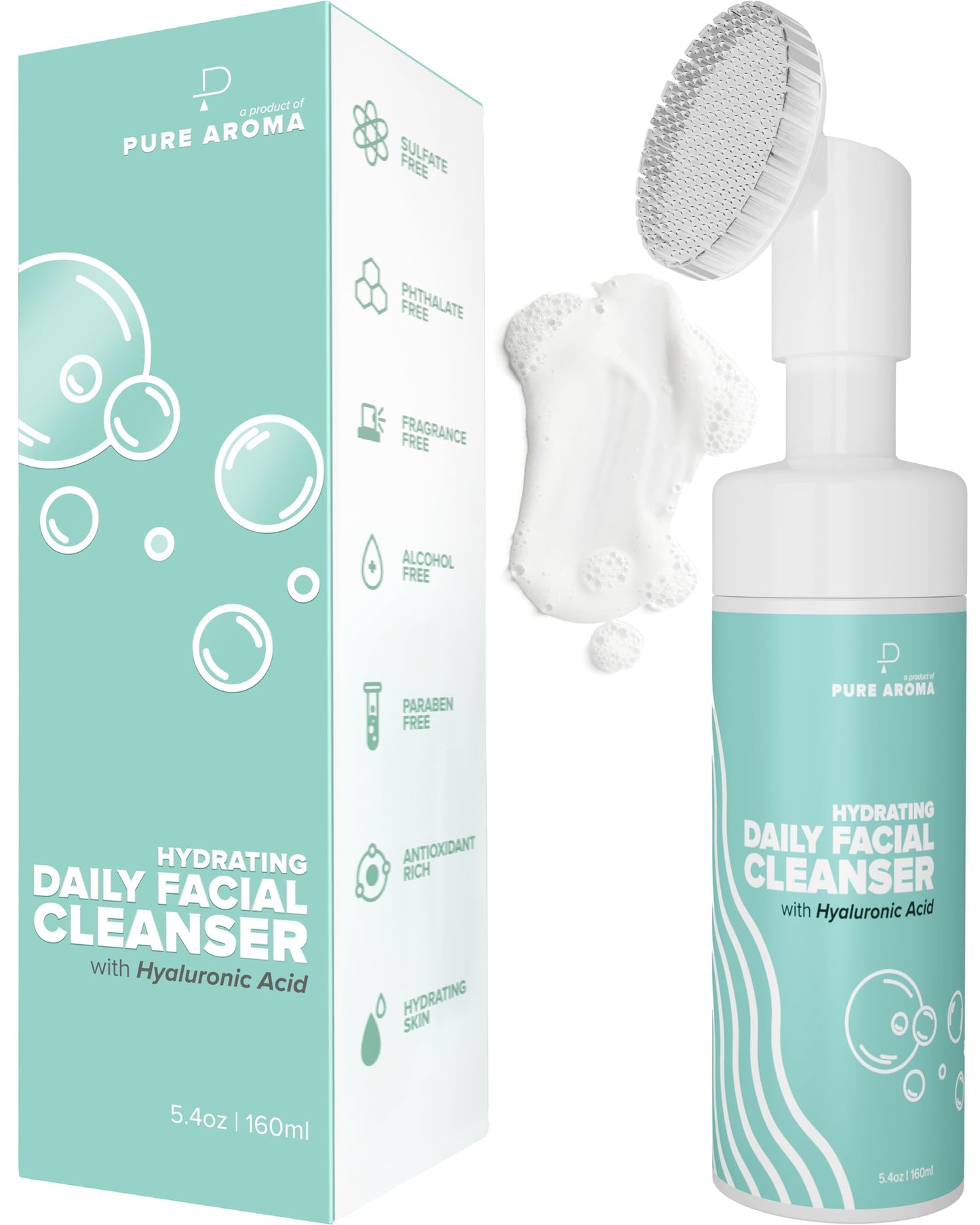 Pure Aroma Hydrating Daily Facial Cleanser | Foaming Face Wash & Makeup Remover With Hyaluronic Acid, Glycerin | For All Type Of Skin | Beauty & Personal Care Pure Aroma