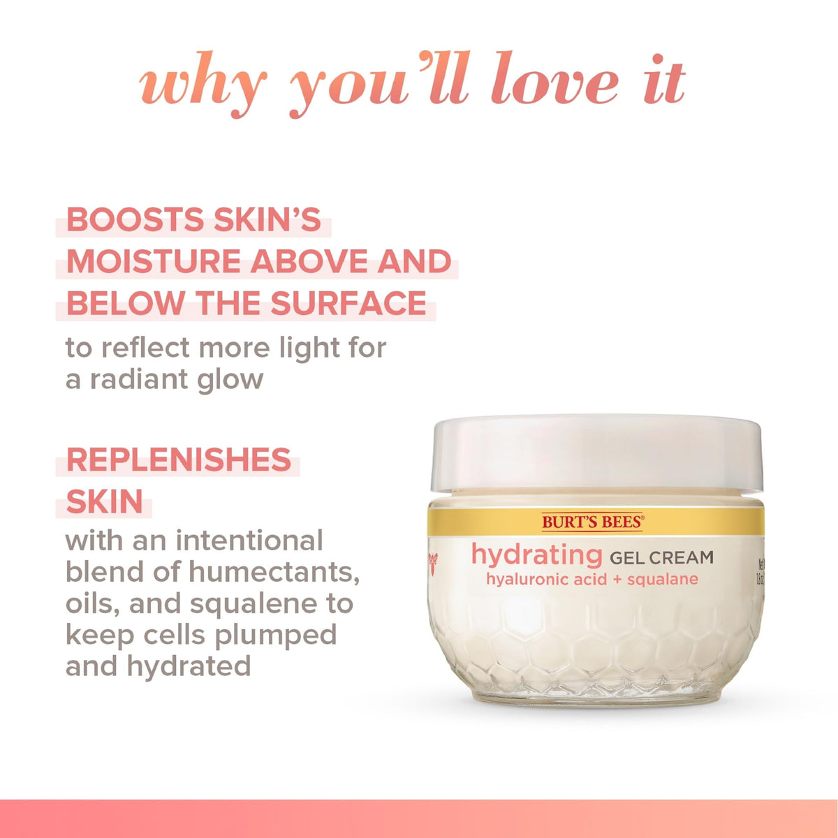 Burt's Bees Truly Glowing Replenishing Gel Cream, Moisturizer with Hydrate and Glow Complex for Normal and Combination Skin, 1.8 Fluid Ounces Beauty & Personal Care Burt's Bees
