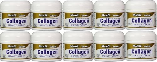 Collagen Beauty Cream Made With 100% Pure Collagen Promotes Tight Skin Enhances Skin Firmness 2 Oz. Jar Pack Of 10 Beauty & Personal Care MASON NATURAL