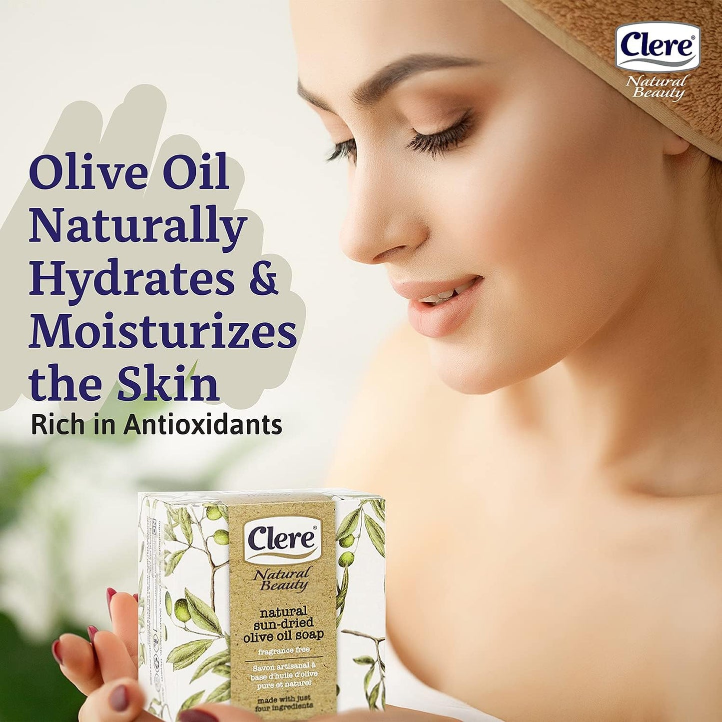 CLERE Natural Olive Oil Soap Bar - Handmade with 100% Natural Ingredients Gentle & Fragrance-Free, 200 Grams - Pack of 6 Beauty & Personal Care CLERE