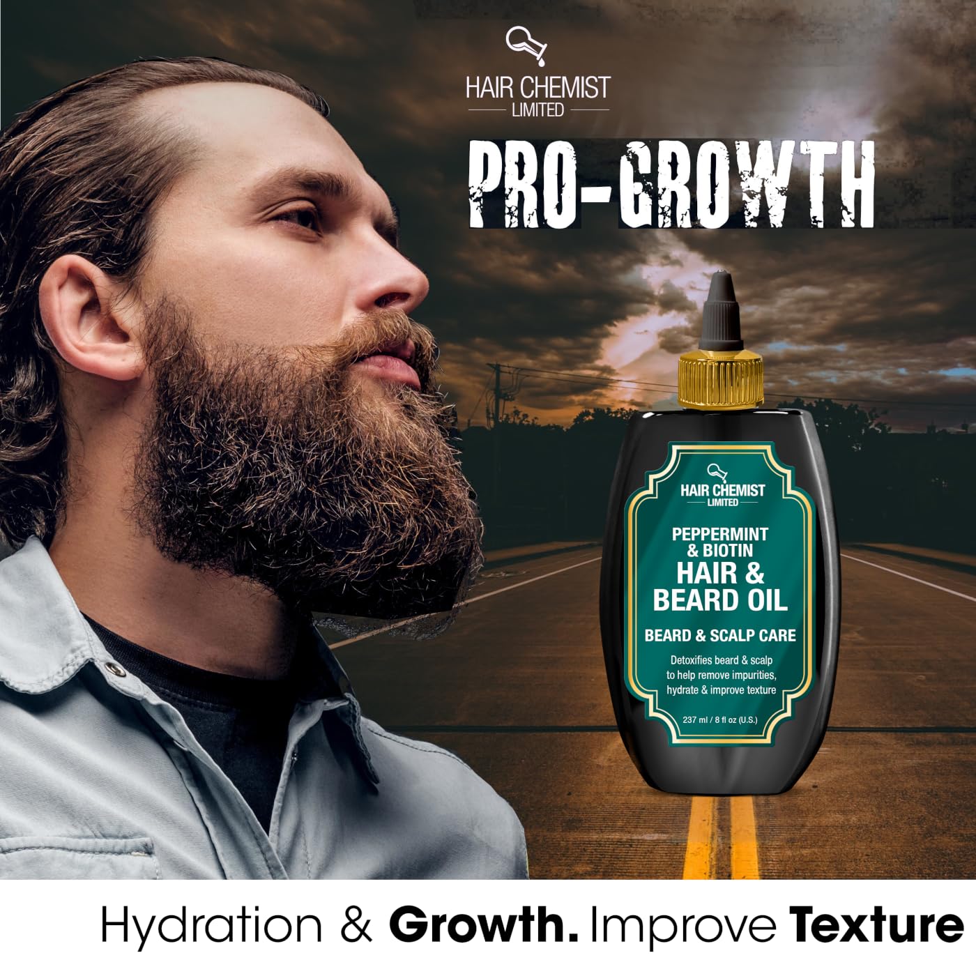 Hair Chemist Beard & Scalp Care Peppermint & Biotin Hair & Beard Oil 8 oz. Beauty & Personal Care Hair Chemist