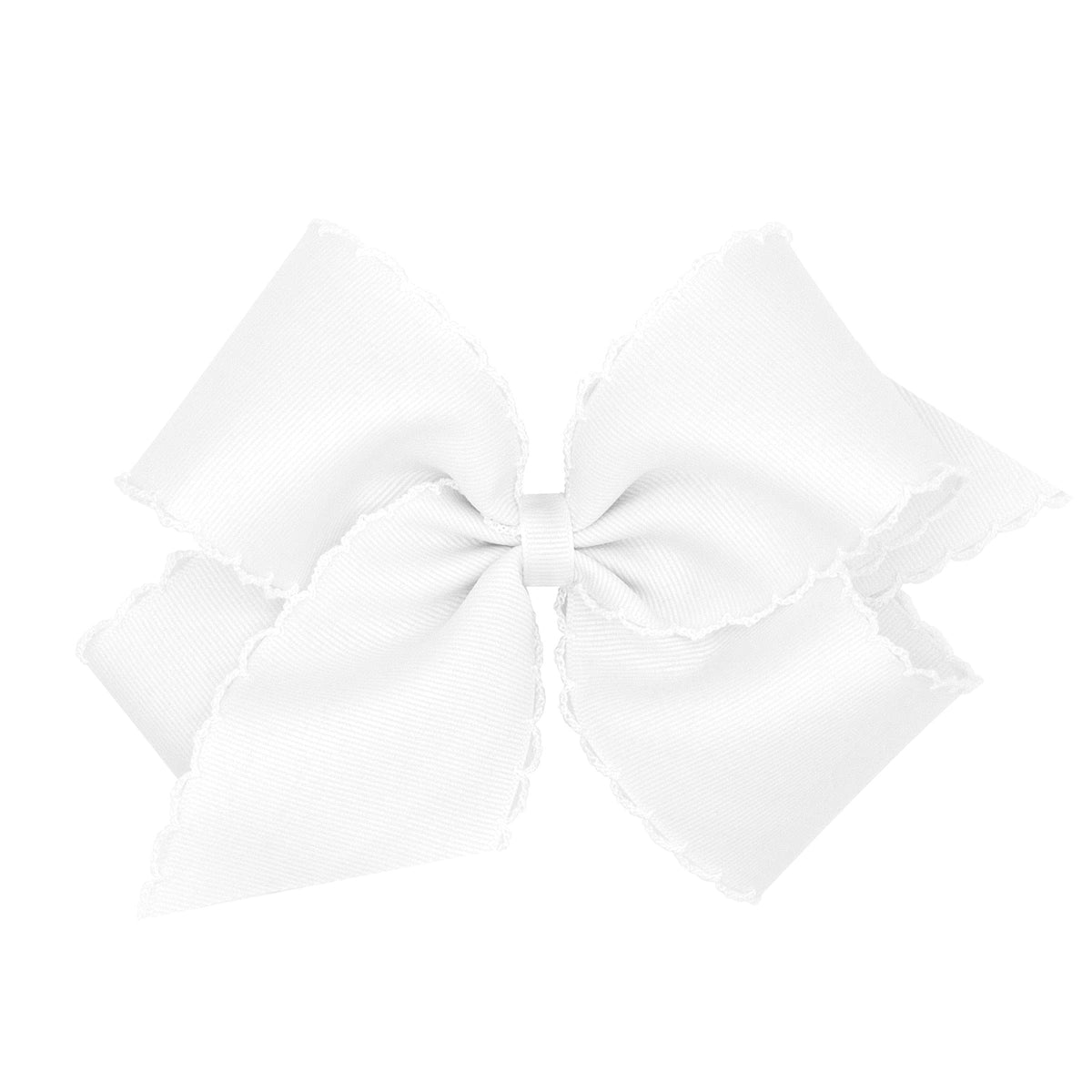 Wee Ones Girls' Classic Grosgrain Moonstitch Edge Hair Bow, White, King