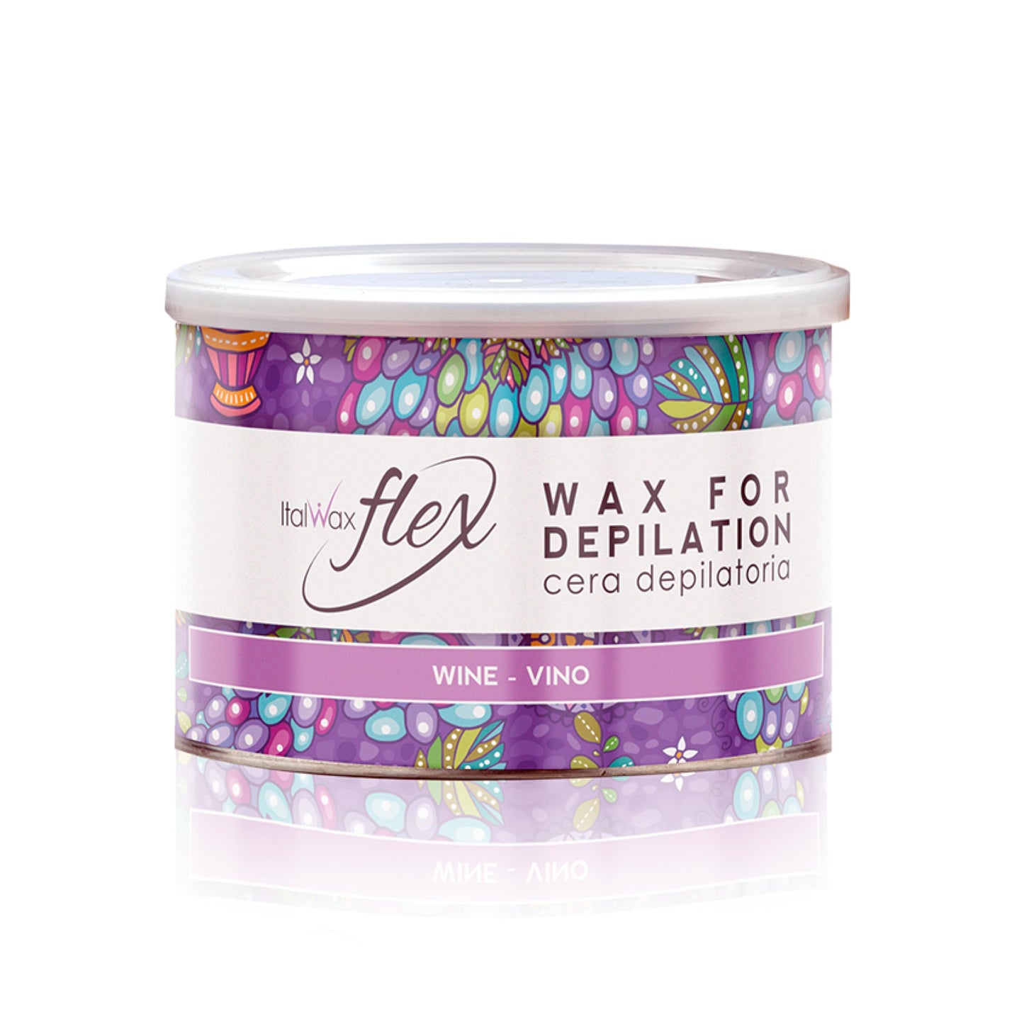 Italwax Flex Wine - 14oz (397 g) - Soft wax tin for hair removal - Uncented - Liposoluble syntetic formulation - Ideal for waxing all body area - Made Beauty and Personal Care Italwax