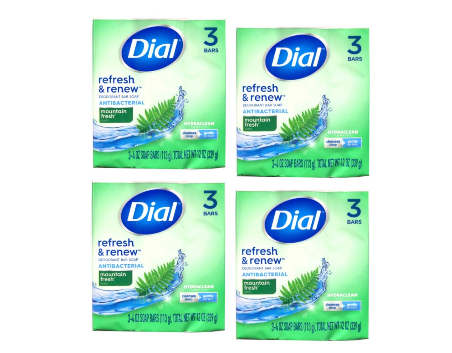 Dial Mountain Fresh Antibacterial Deodorant Bar Soap 3, 4 oz Soap Bars (Packs of 4) Beauty & Personal Care Dial