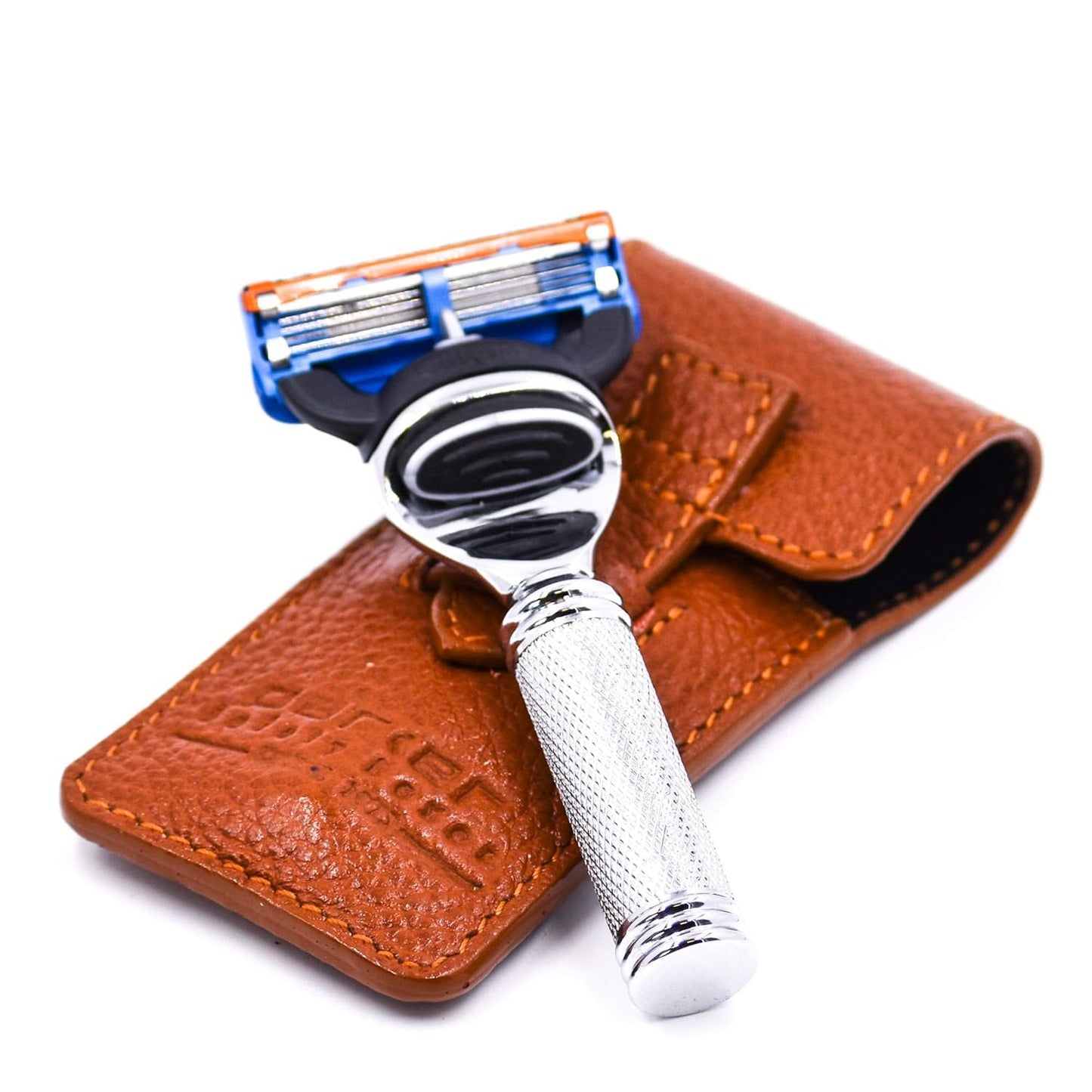 Parker Travel Fusion Safety Razor - Compact 2.75? Fusion-Style Razor with Luxurious Saddle-Leather Sheath & 1 Gillette Fusion Blade, Pocket-Friendly Beauty and Personal Care Parker Safety Razor