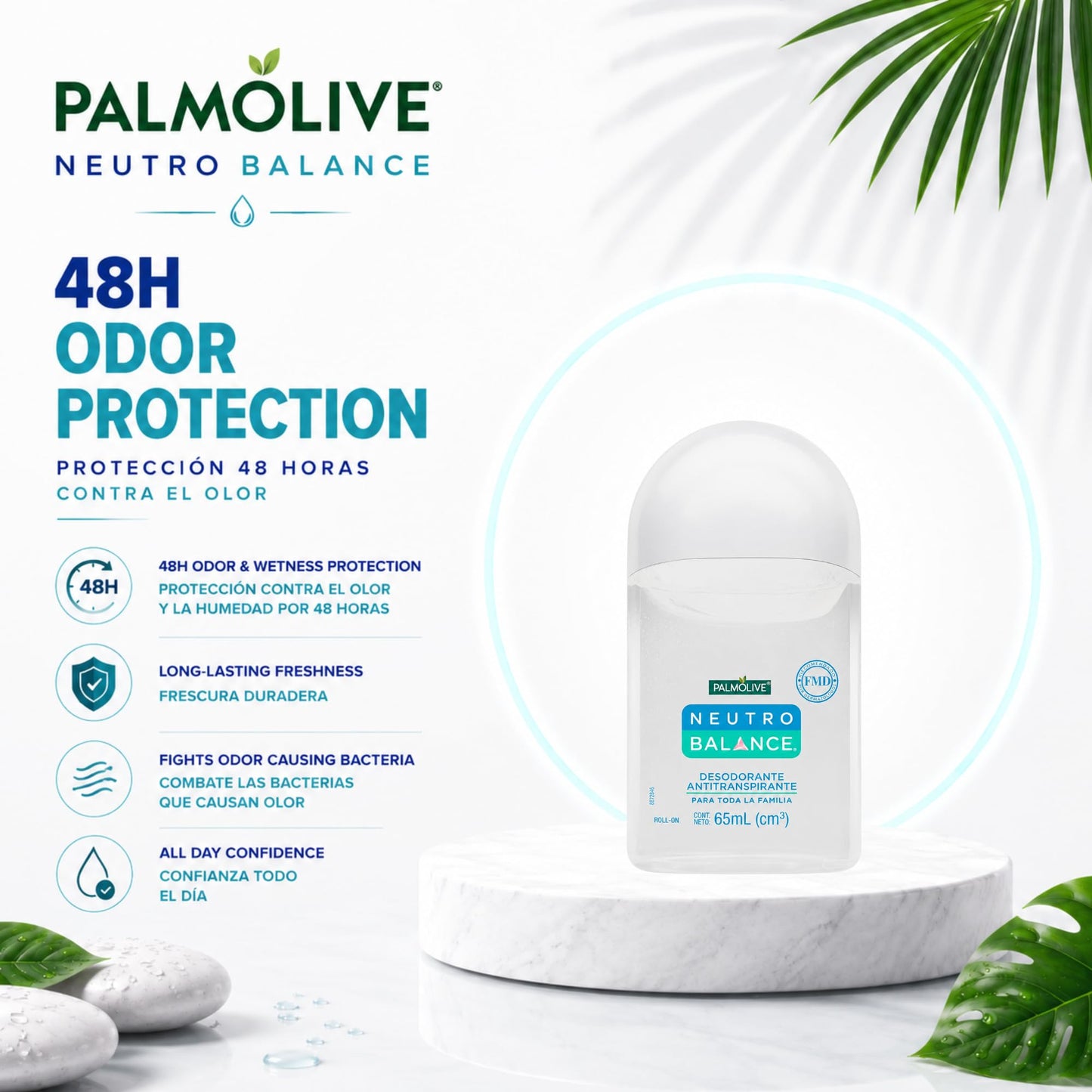 Neutro Balance Natural Roll-On Deodorant for Men & Women - 48-Hour Odor Protection - Alcohol-Free - Gentle Daily Protection - Dermatologically Tested Beauty and Personal Care Tu Salud Plus