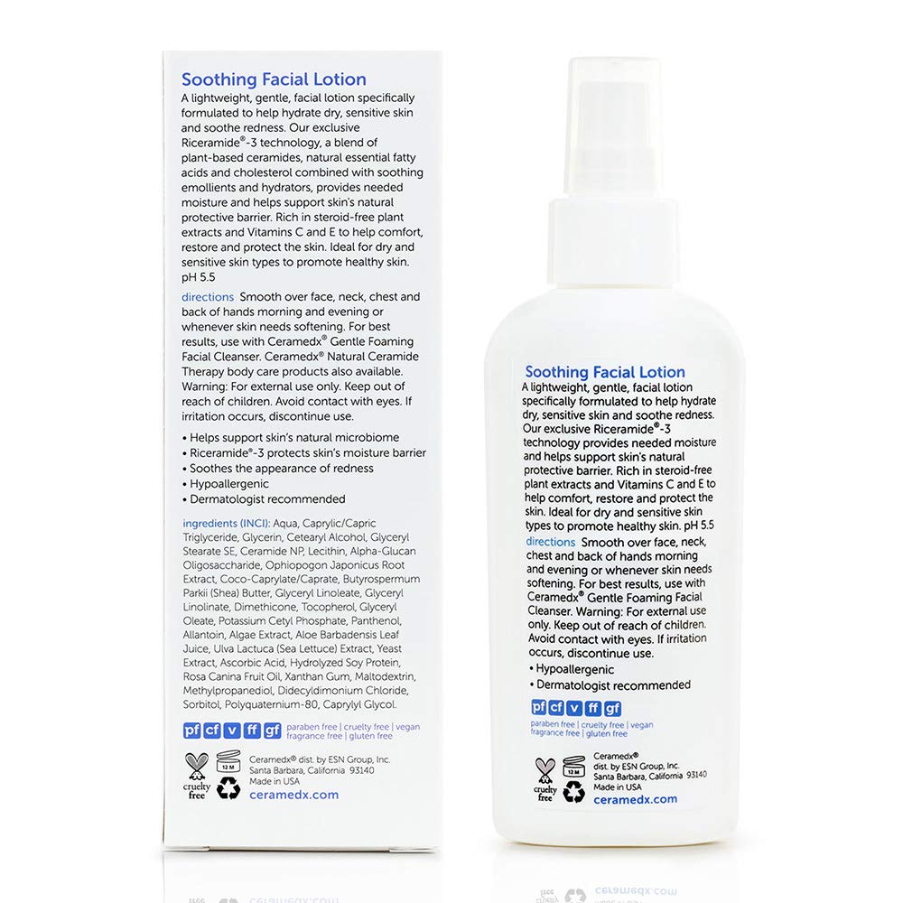 Ceramedx - Soothing Facial Lotion | Natural Ceramide Lotion for Dry, Sensitive Skin | Cruelty Free, Vegan & Fragrance Free | 4 fl oz (2) Beauty & Personal Care Ceramedx