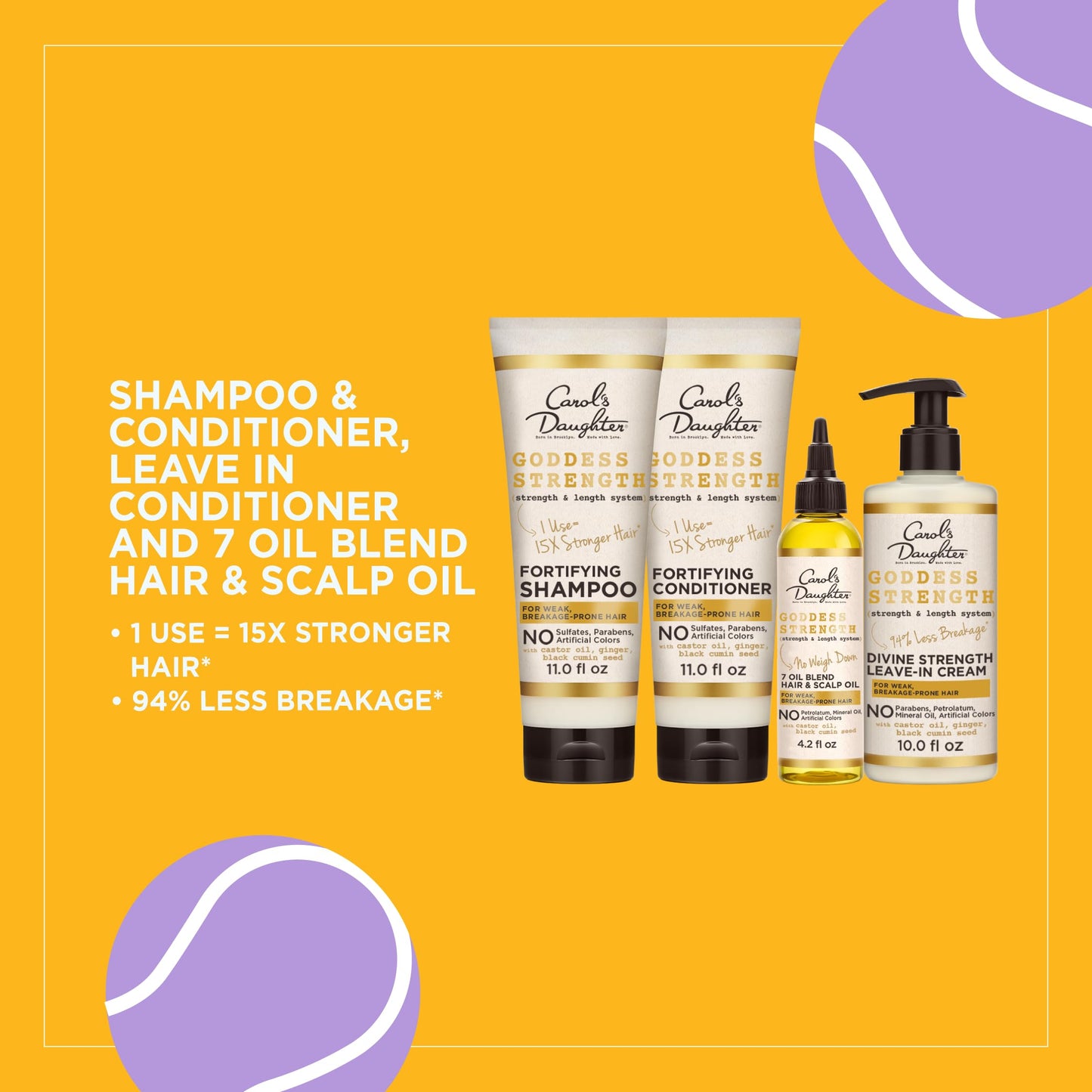 Carol's Daughter Goddess Strong Bundle: Hair Care Kit with Shampoo, Conditioner, Leave-In Treatment and Scalp Oil, 4 Items Beauty & Personal Care Carol's Daughter