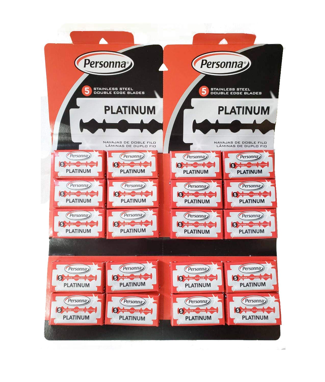 Personna Platinum Red Chrome Double Edge Stainless Steel 100 Blades 20BX Beauty and Personal Care Personna