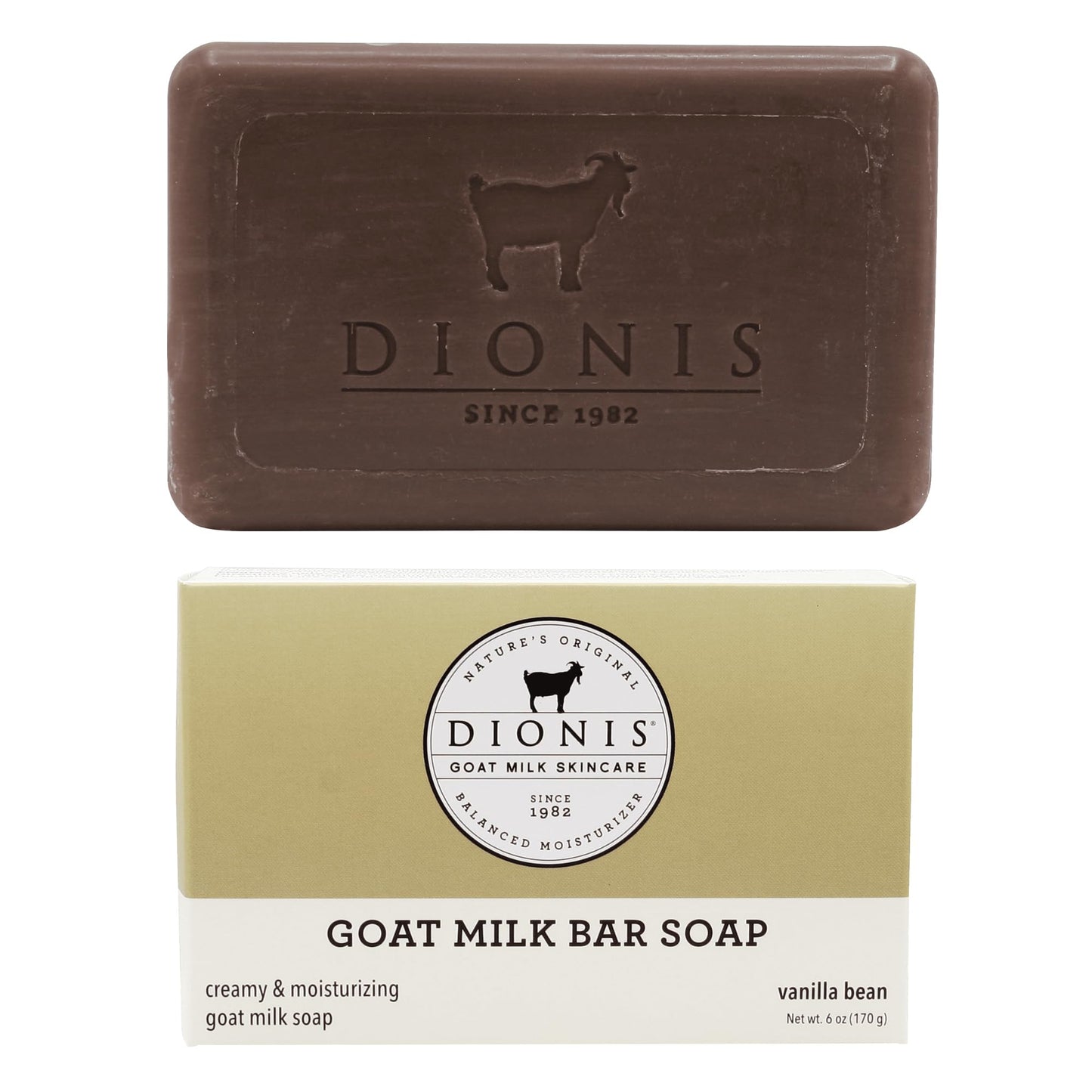 Dionis Goat Milk Skincare 6oz Vanilla Bean Scented Hand & Body Bar Soap - Moisturize, Restore, for All Skin Types, Non Greasy, No Residue - Cruelty Beauty & Personal Care Dionis