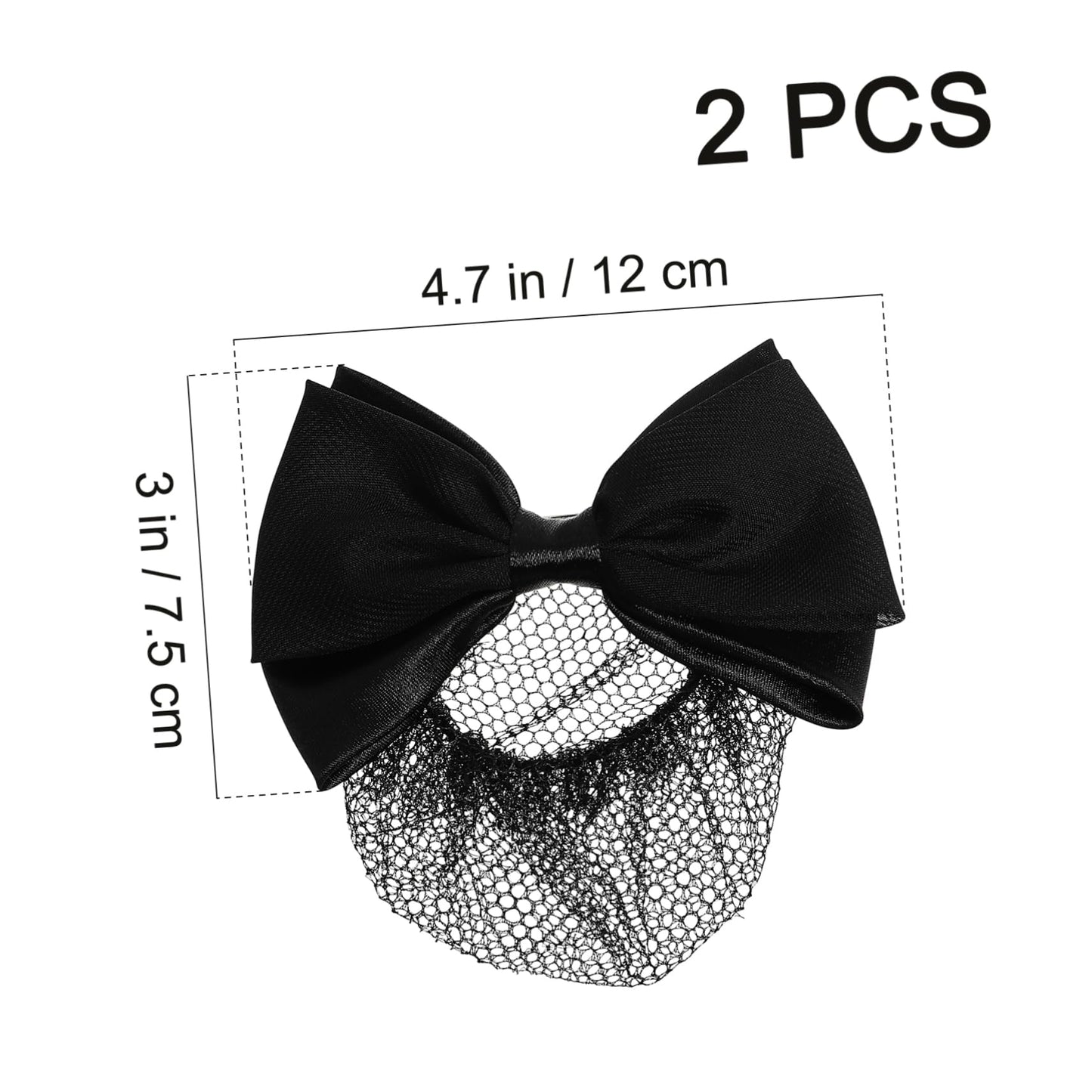 Beaupretty 2 Pieces Hair Snood Net Barrette Mesh Clip Elastic Butterfly Bun Bow Headdress for Lady Women Dance Office (Black) Beauty & Personal Care Beaupretty