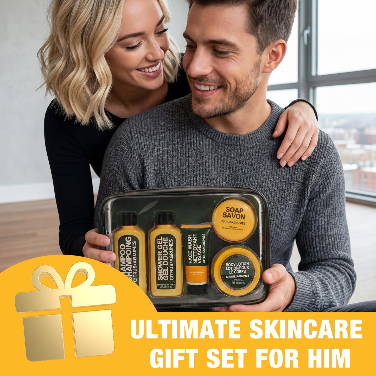 Gifts for Men, Mens Travel Size Toiletry with Body Lotion, Citrus 6pcs Mens Gift Travel Kit, Birthday Gift for Men, Christmas Valentine for Boyfriend Beauty and Personal Care BODY & EARTH
