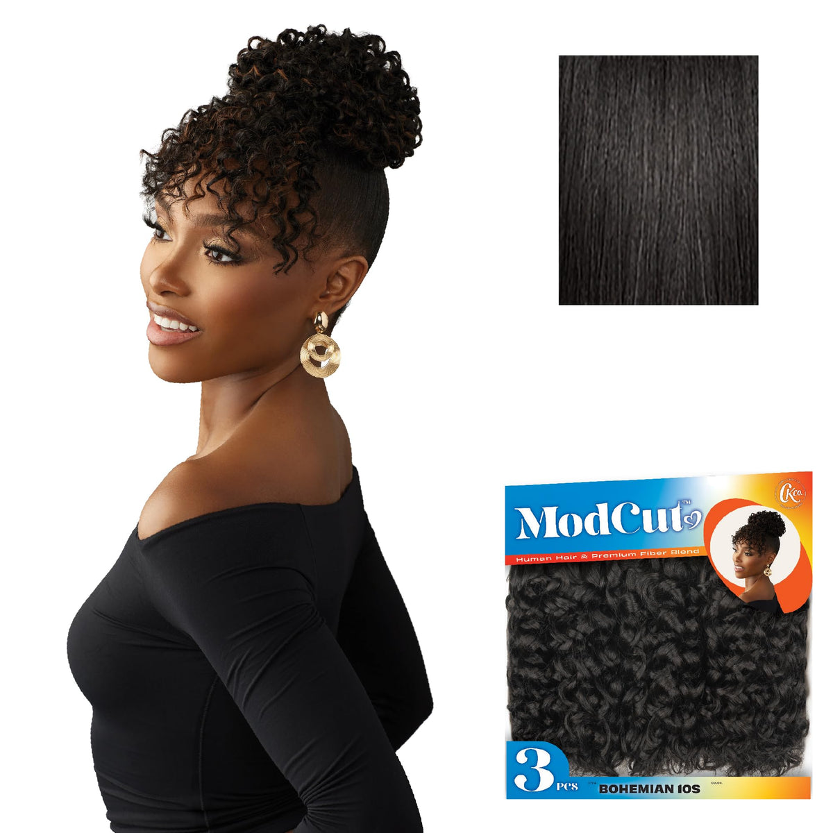 Sensationnel Curls Kinksandco ModCut 3pcs Bundles -Bohemian 10S,1B OFFBLACK