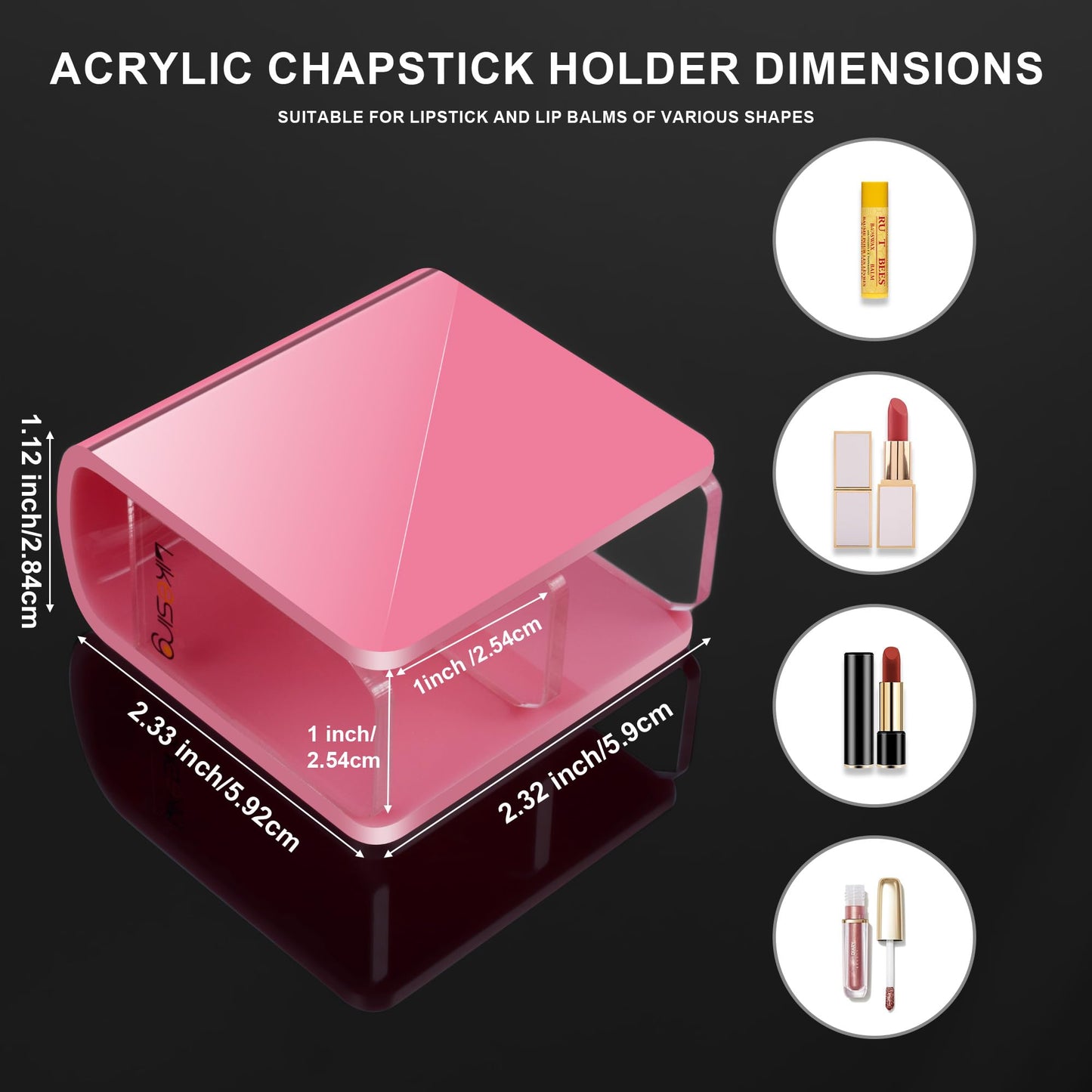 Likesing Car Chapstick Holder, Acrylic Pink Car Chap Upright Lip Balm Holder, Work Computer Side Lipstick Organizer Case Accessories Mount for Women Beauty and Personal Care Likesing