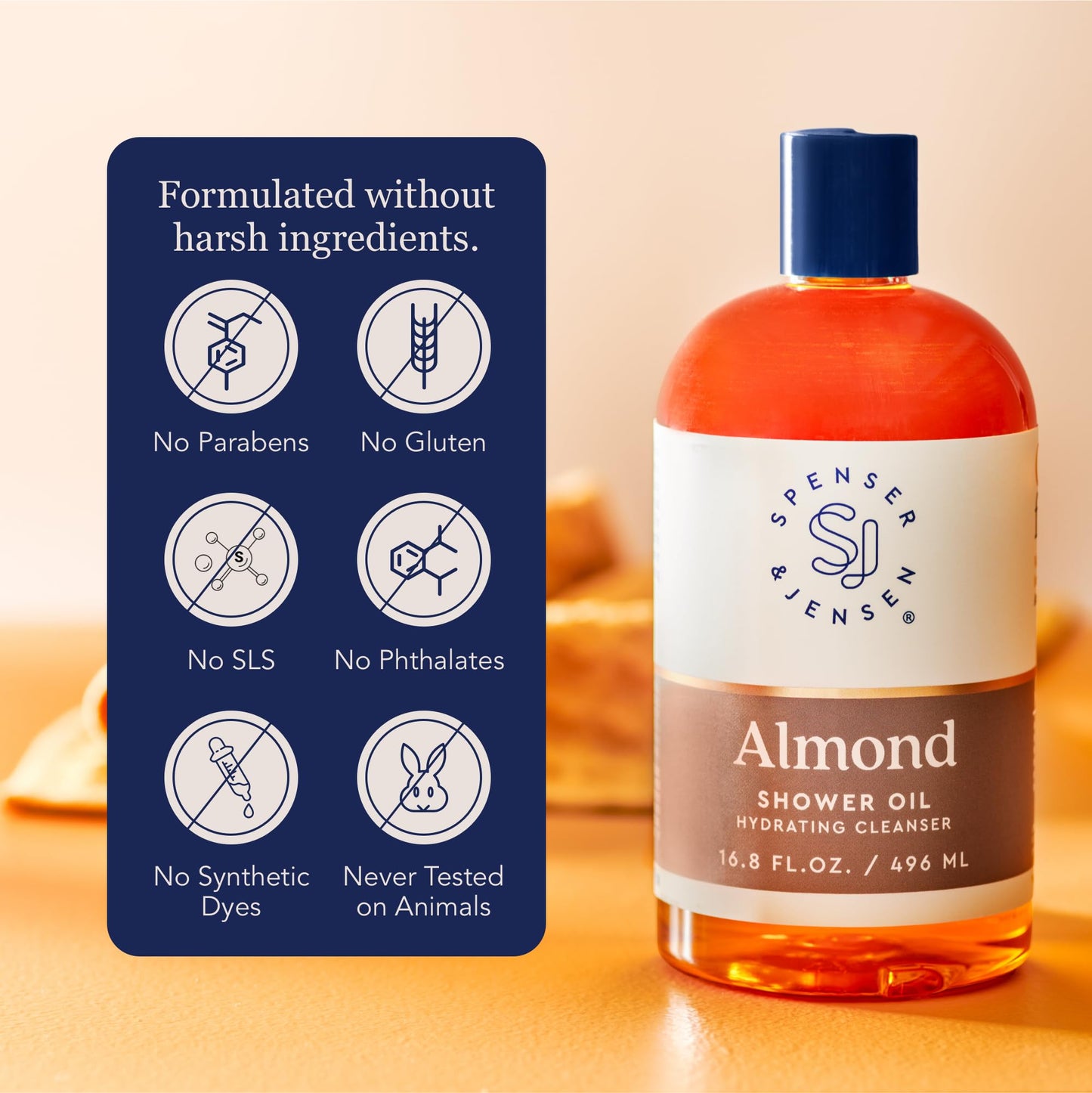 Spenser & Jensen Hydrating Almond Shower Oil - Body Wash for All Skin Types - Almond Oil Shower Gel for Women and Men - Rich in Vitamin E Oil Beauty & Personal Care Spenser & Jensen