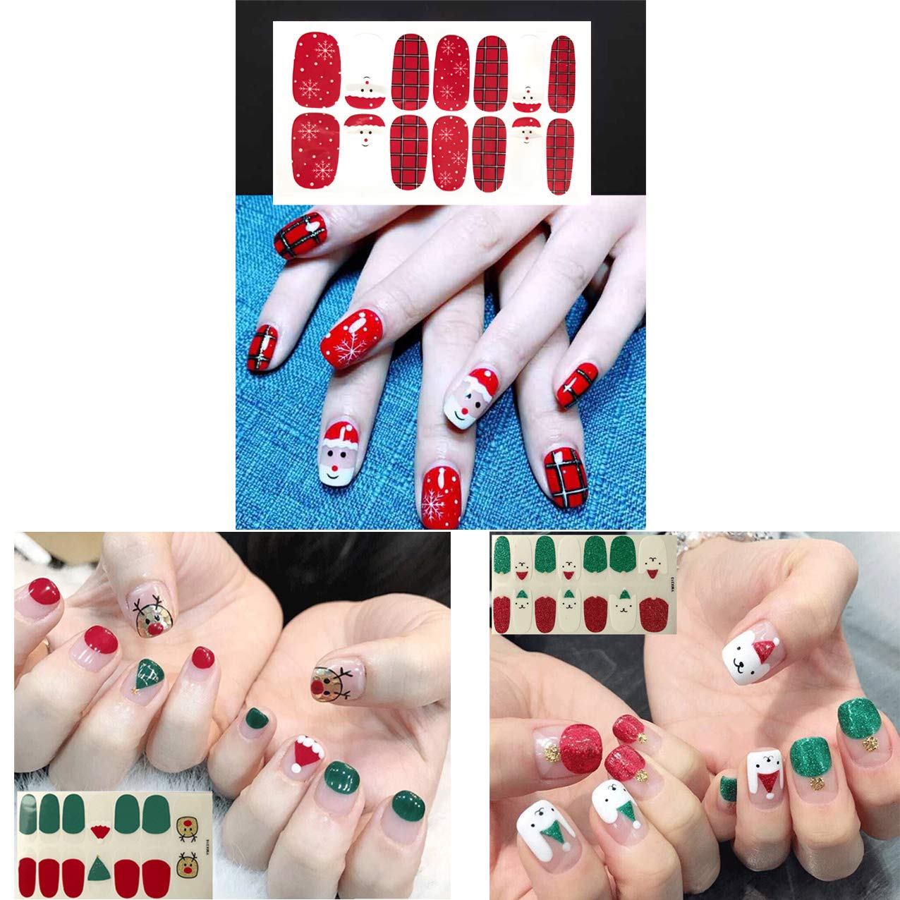 TailaiMei 15 Sheets Christmas Nail Stickers, 7 Sheets Nail Wrap Stickers and 8 Sheets Nail Decals Stickers, Full Wraps Strips and Self-Adhesive Set Beauty & Personal Care TailaiMei