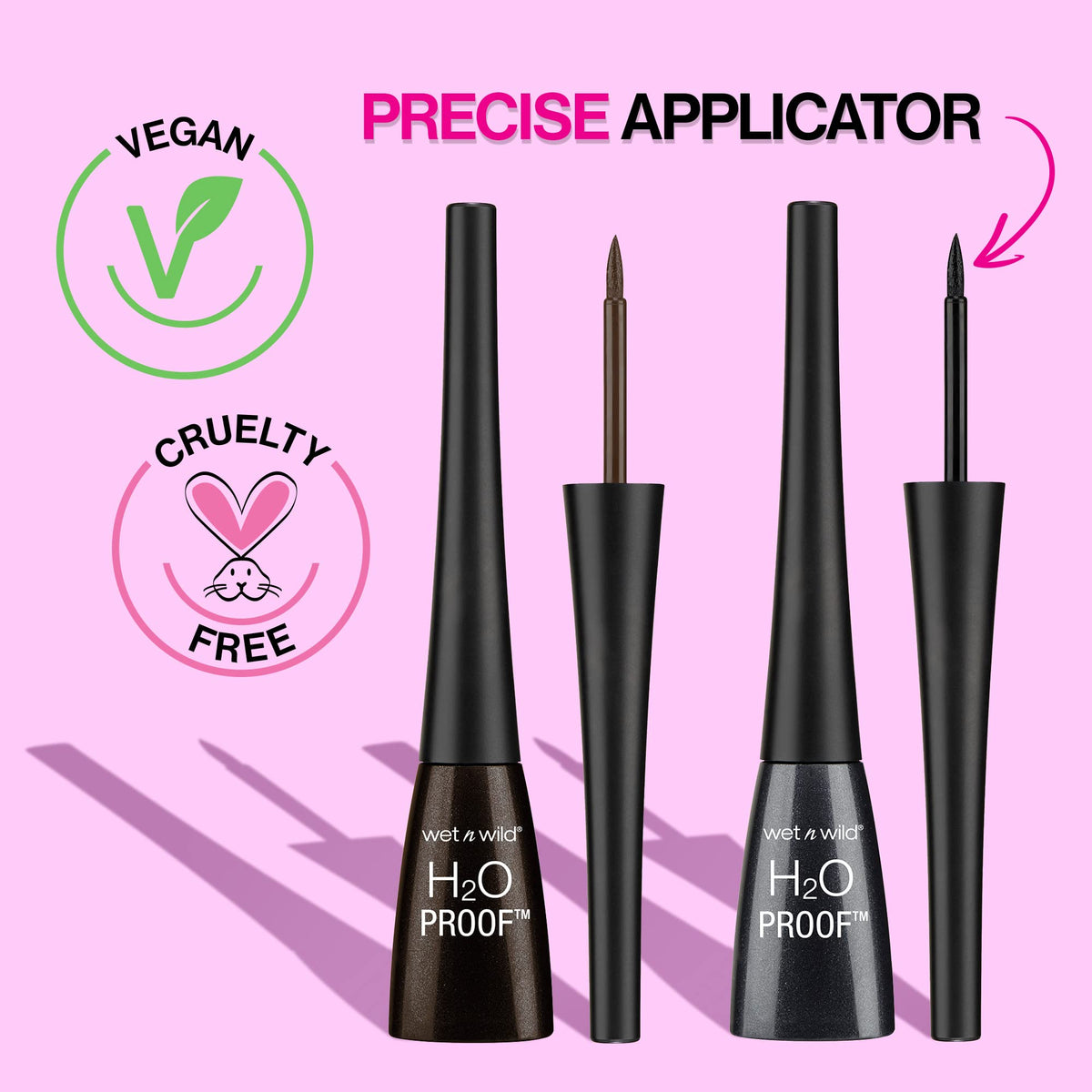 wet n wild H2O Proof Liquid Eyeliner, Waterproof & Smudge-Proof, Long-Lasting Definition, Precise Brush Applicator, Cruelty-Free - Black Beauty & Personal Care wet n wild