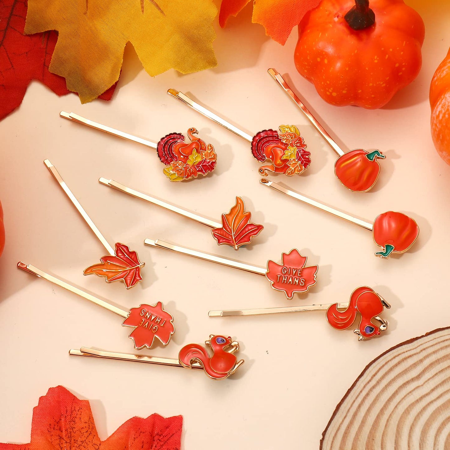 Thanksgiving Fall Hair Clips for Women Enamel Harvest Pumpkin Maple Leaf Turkey Hairpins Cute Autumn Holiday Hair Accessory Costume Party Favors Gifts Beauty & Personal Care CEALXHENY