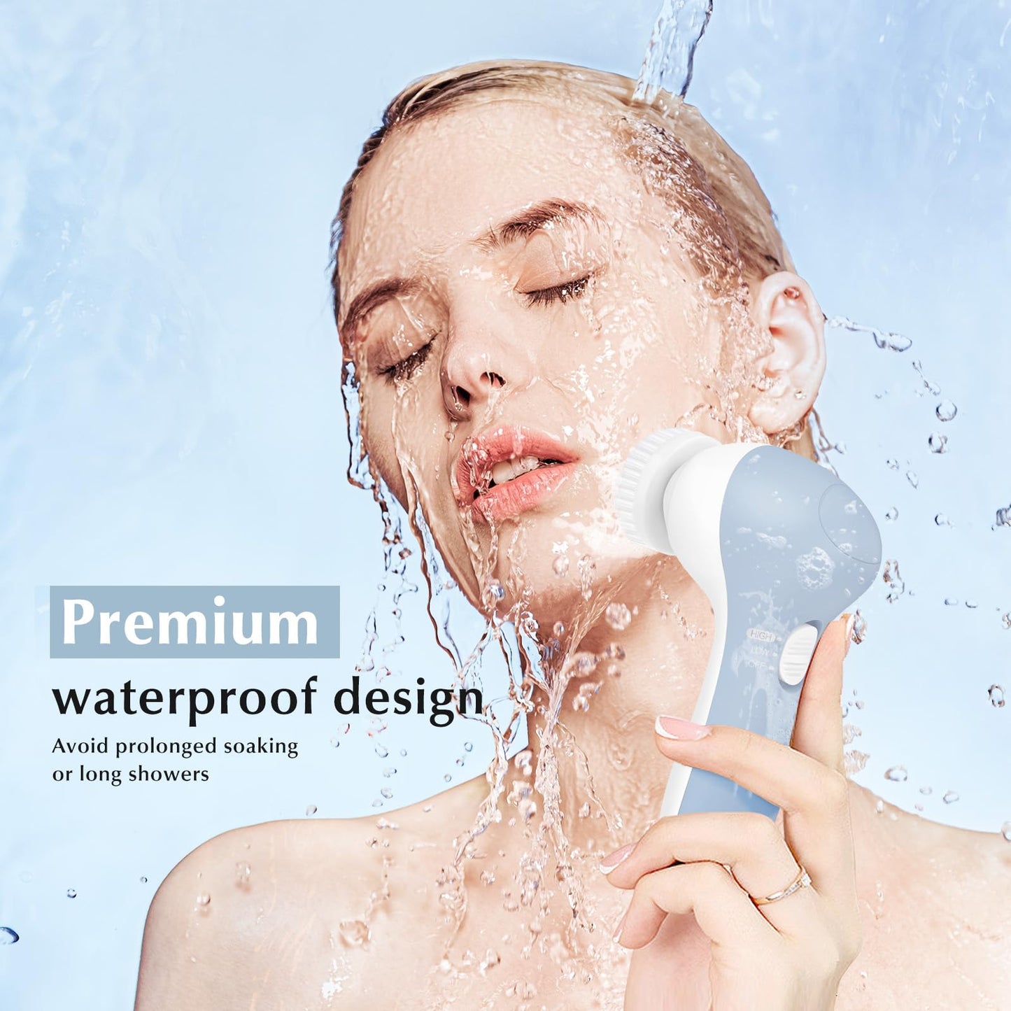 COSLUS Facial Cleansing Brush Silicone Face Scrubber: 2 in1 FBS-D Electric Exfoliating Massage Device Waterproof Deep Cleaning Exfoliation Rotating Beauty and Personal Care COSLUS