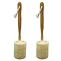 Natural Exfoliating Loofah Luffa Loofa Back Sponge Scrubber Brush with Long Wooden Handle Stick Holder Body Shower Bath Spa Pack of 2 Beauty & Personal Care TTYBG