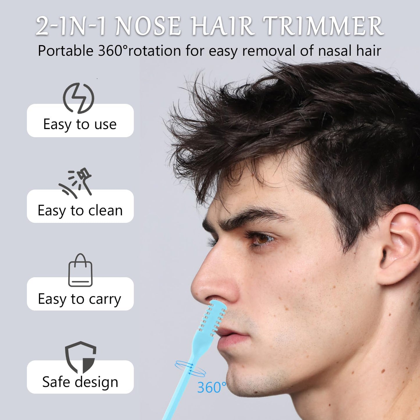 JIAOYANG 5Pcs 2-in-1 Nose Hair Trimmer for Men Women: 2026 New Portable Double Sided 360° Rotating Nasal Hair Cutter for Women Home Travel Beauty and Personal Care JIAOYANG