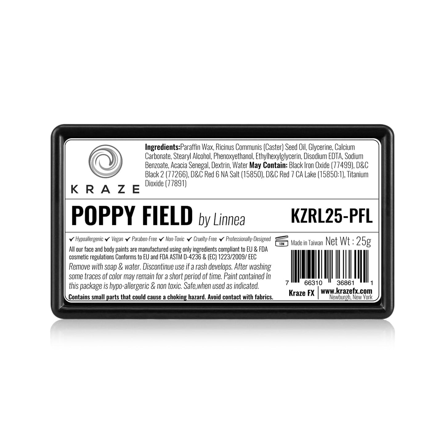 Kraze FX Dome Stroke - Poppy Field by Linnea (25 gm), Professional 1-Stroke Split Cake, Hypoallergenic, Non-Toxic, Water Activated Face & Body Beauty & Personal Care Kraze FX