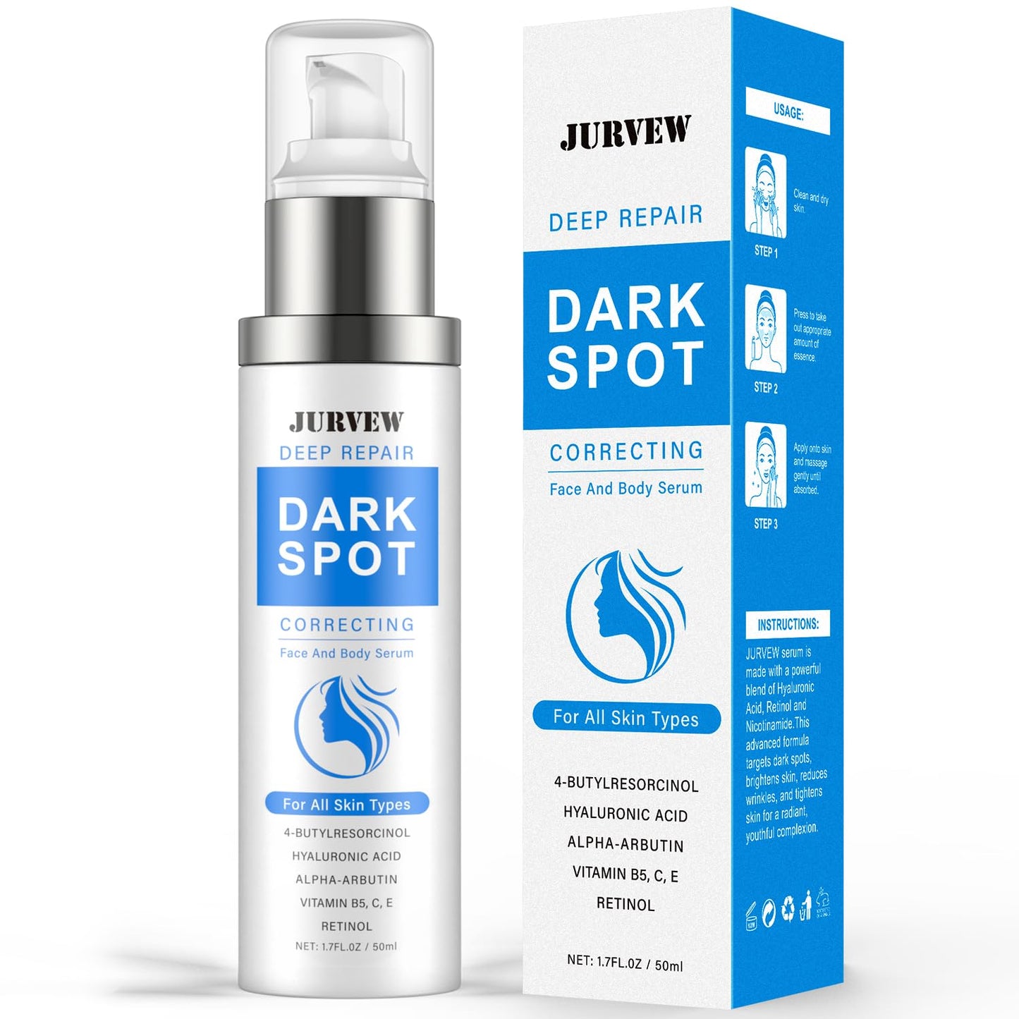JURVEW1 Dark Spot Remover Face and Body, Dark Spot Corrector Cream for Age Spot Sun Spot Melasma Freckles, Rapid Corrects Uneven Skin Tone Beauty & Personal Care JURVEW1