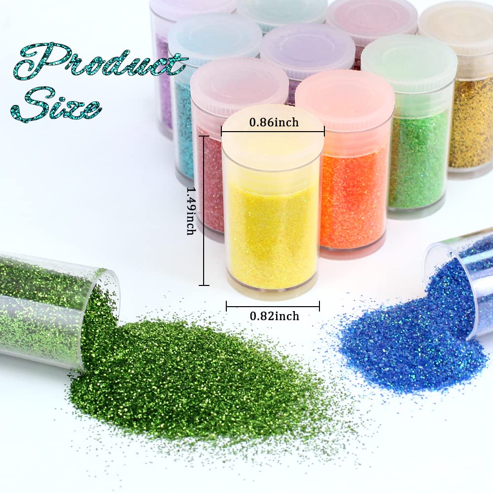 36 Colors Set, Fine Glitter for Resin, Arts and Craft Supplies Glitter, Cosmetic for Body Nail Face Hair Eyeshadow Lip Gloss Makeup, Festival Beauty & Personal Care LICOOL GLITTER
