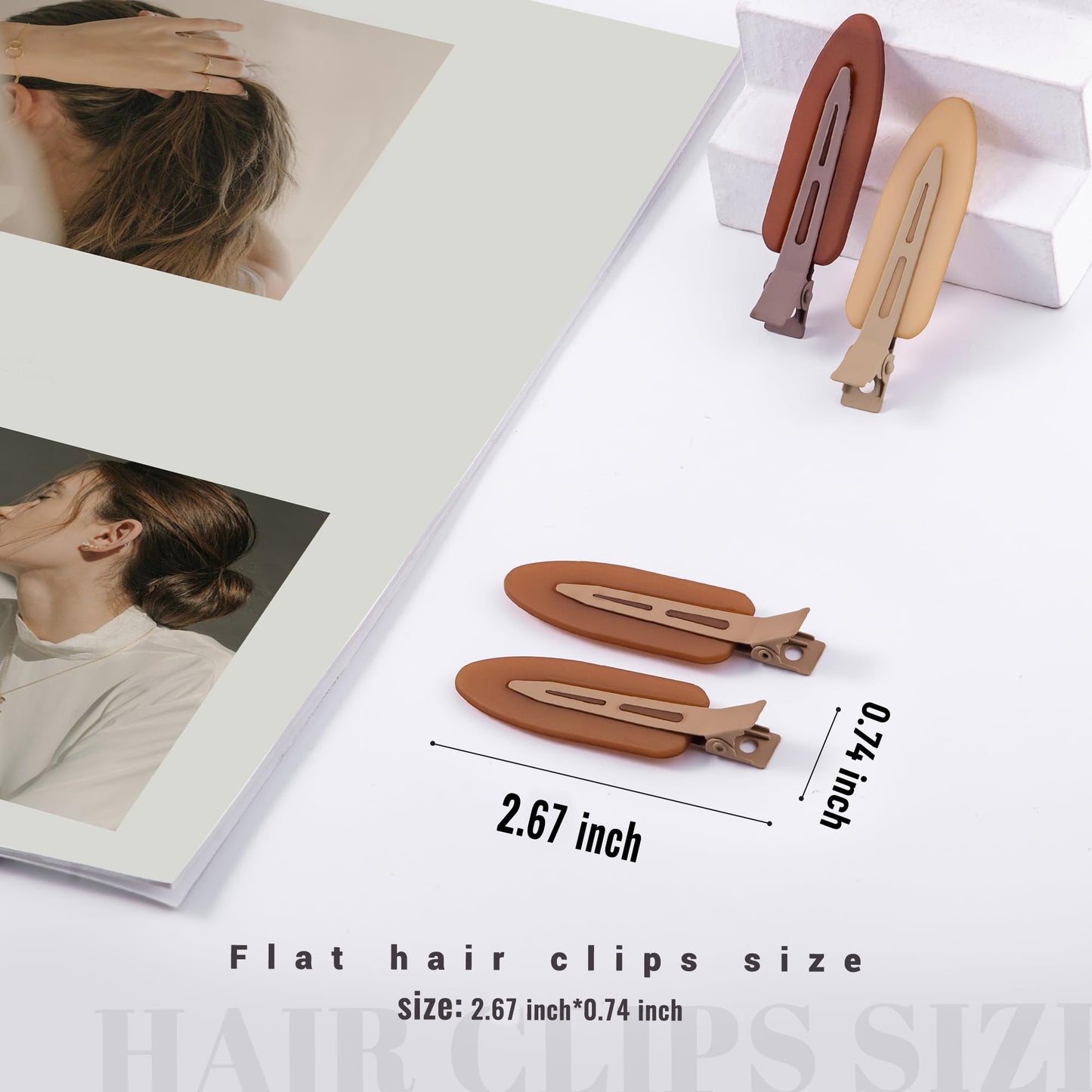 Cptots 10 Pcs Creaseless No Crease No Bend Flat Hair Clips For Styling Non Slip Makeup Clips For Women Salon Hairstyle,Matte Black Brown Beige Beauty and Personal Care Cptots