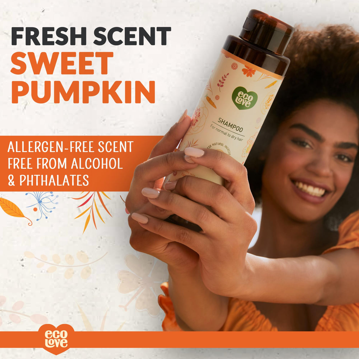 ecoLove Sulfate-Free Carrot & Pumpkin Shampoo for Dry Hair, 17.6 oz