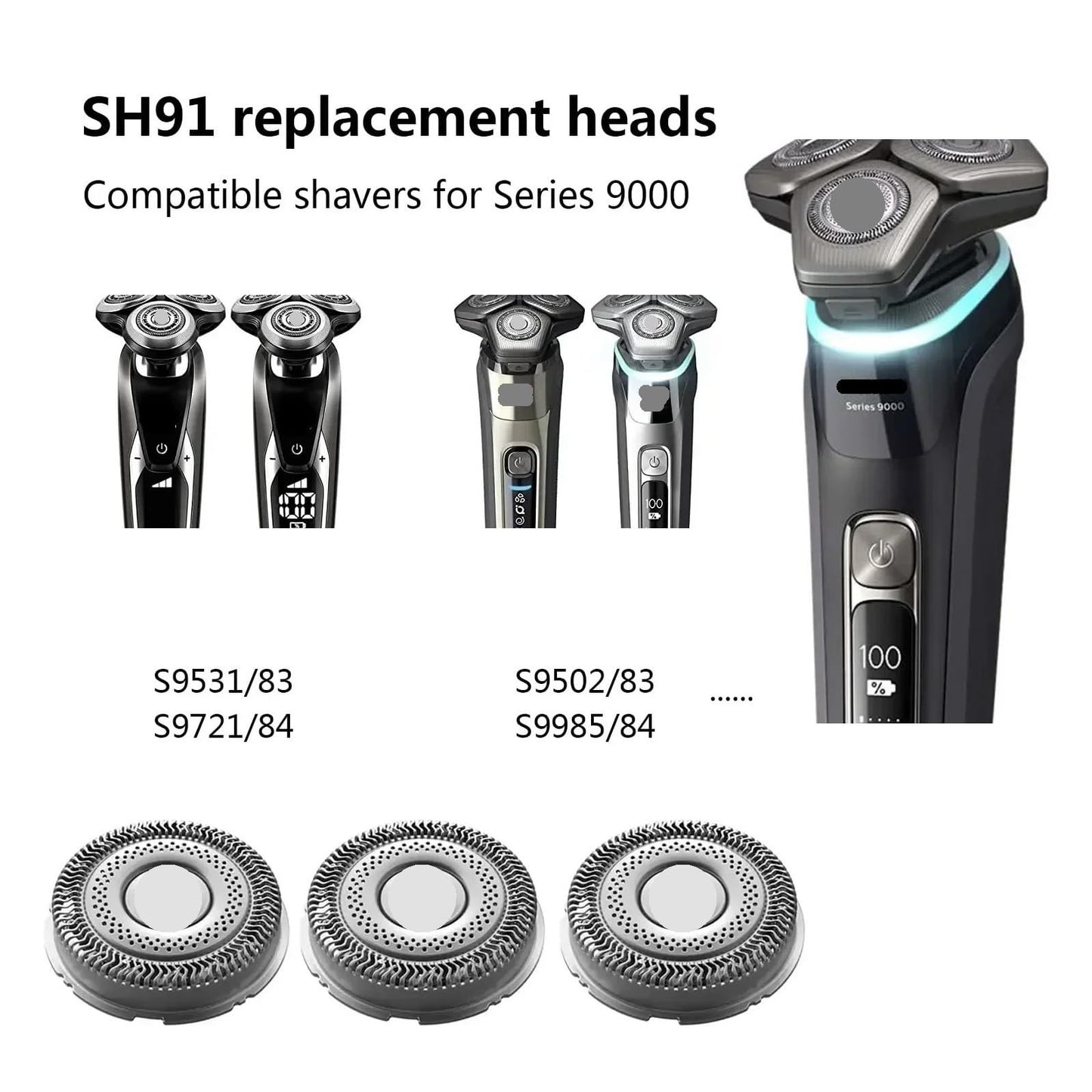 SH91 Replacement Heads Blades?Compatible for Philips?Compatible for Norelco?Shavers Series S9000 and 9000 Prestige SP981X SP9820 SP986X SP9861 Beauty and Personal Care KNVZNWFF