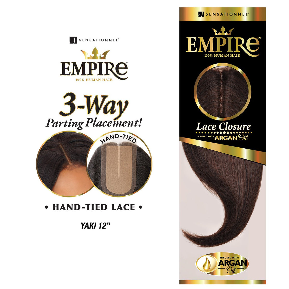 Sensationnel Empire Humanhair Lace Closure-Yaki 12 Inch,613 BLONDE