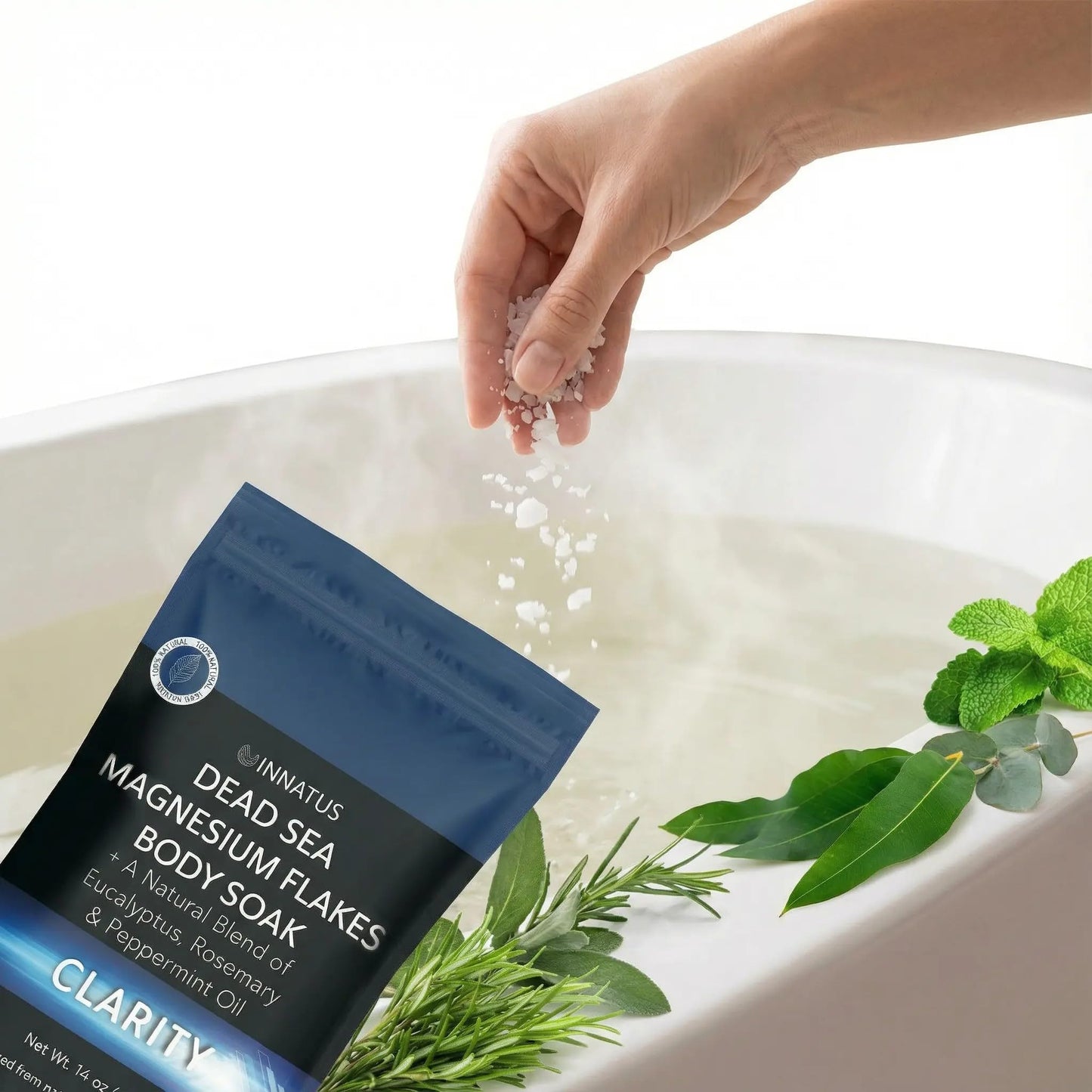 Pure Dead Sea Magnesium Flakes Clarity Soak - Relaxing & Replenishing 14oz Bath Soak - Infused with Infused with Natural Oils for Muscle Recovery Beauty and Personal Care INNATUS