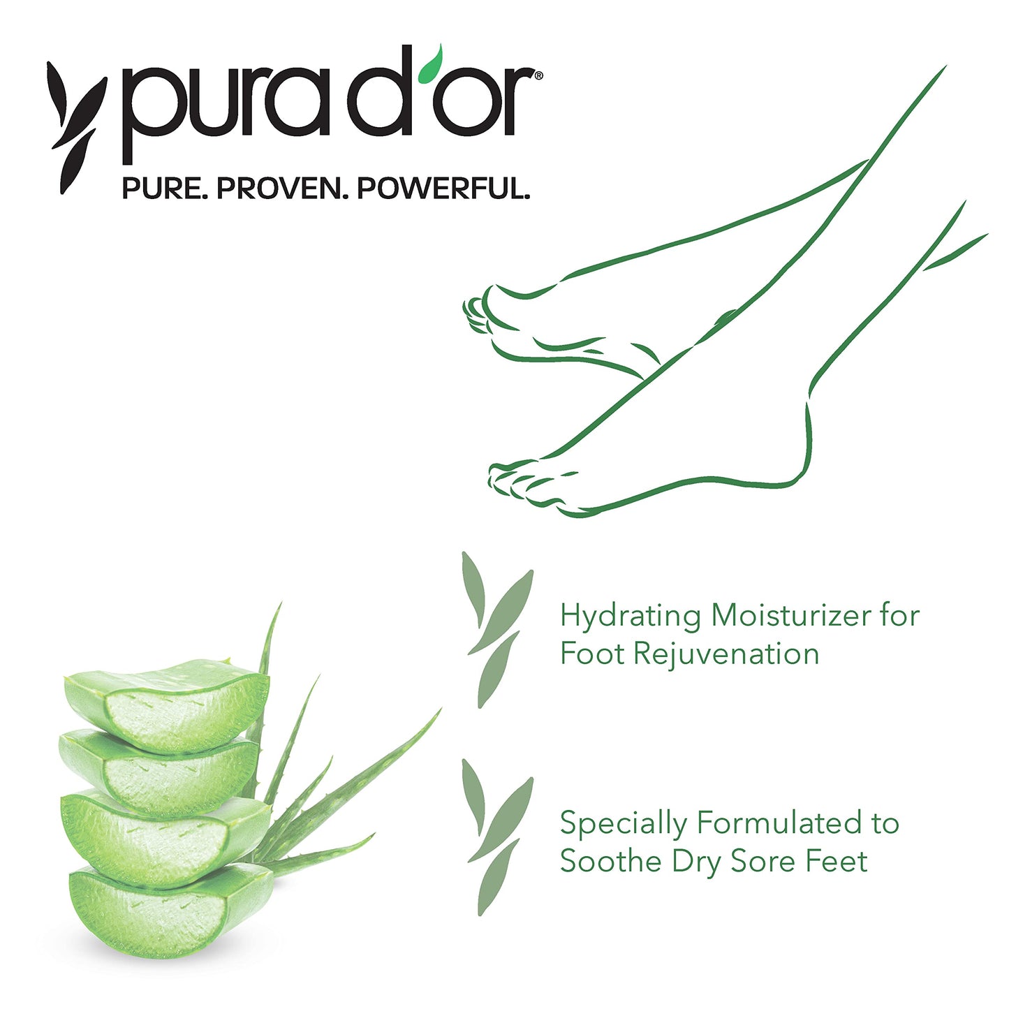 PURA D'OR 16 Oz FootFocus Organic Aloe Vera Gel For Severe Cracked Heel Repair Foot Care Products - Soothes Sore Feet Extra Strength Feet Care Beauty & Personal Care PURA D'OR
