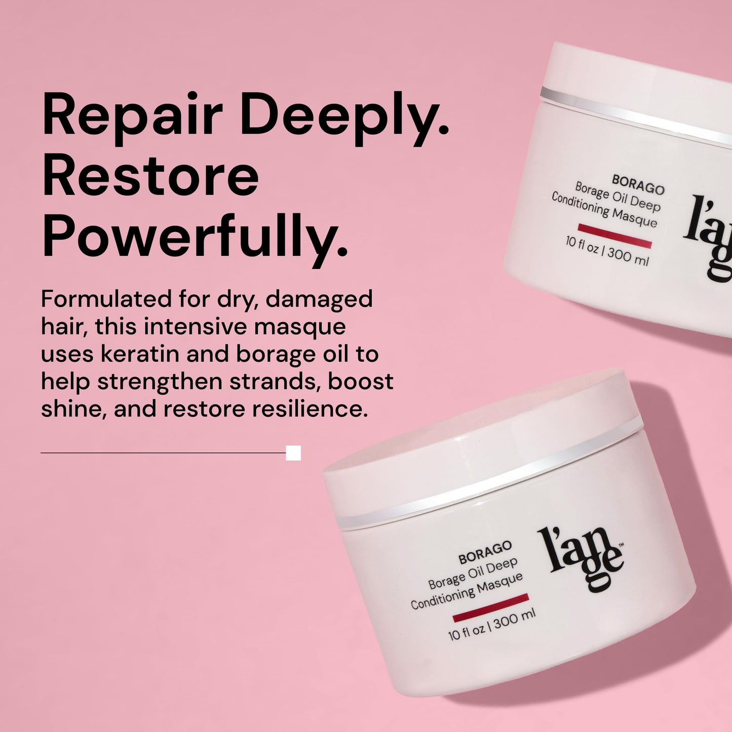 L'ANGE HAIR Borago Deep Conditioning Masque with Borage Oil - 10 Oz Jar, Nourishes and Strengthens Hair, Manages Frizz and Enhances Moisture, Sulfate Beauty & Personal Care L'ANGE HAIR