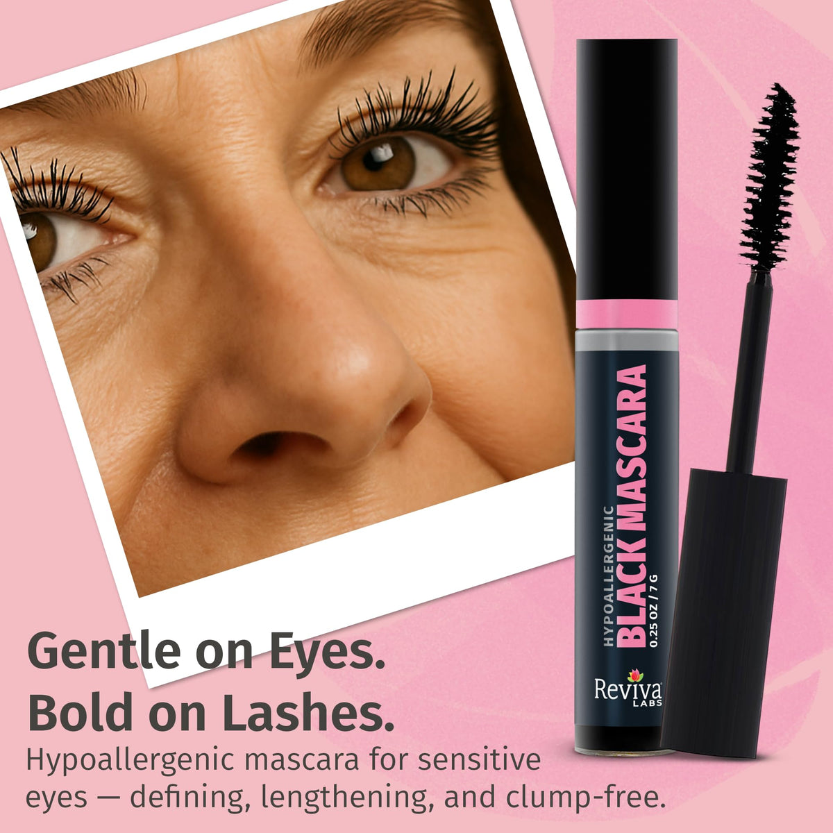 Reviva Labs Black Hypoallergenic Mascara for Sensitive Eyes and Older Women - Gentle, Volumizing & Lengthening Mascara for Older Women 50 and 60 Plus Beauty & Personal Care Reviva Labs