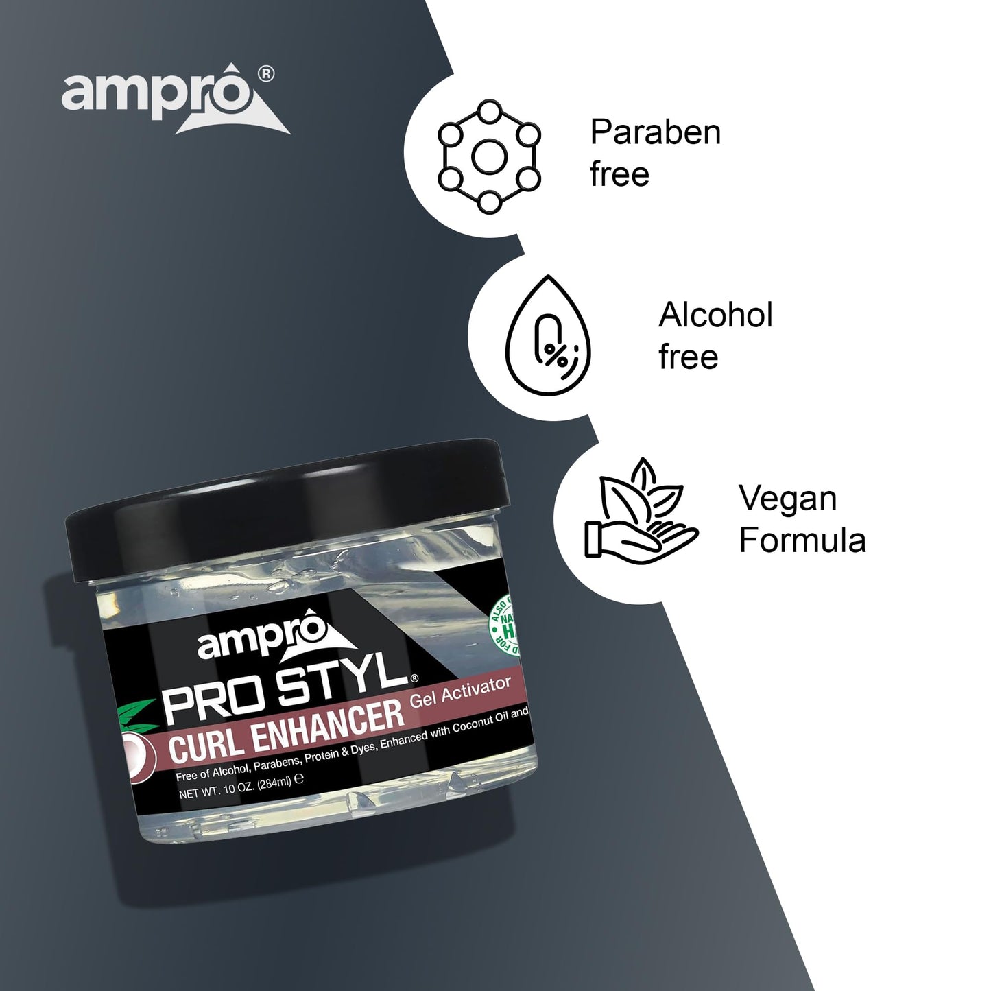 AmPro Pro Styl Curl Enhancer - Gel Activator with Coconut Oil to Moisturize and Define Coils and Waves - Helps Protect and Hydrate Hair Shaft - Tames Beauty & Personal Care AmPro